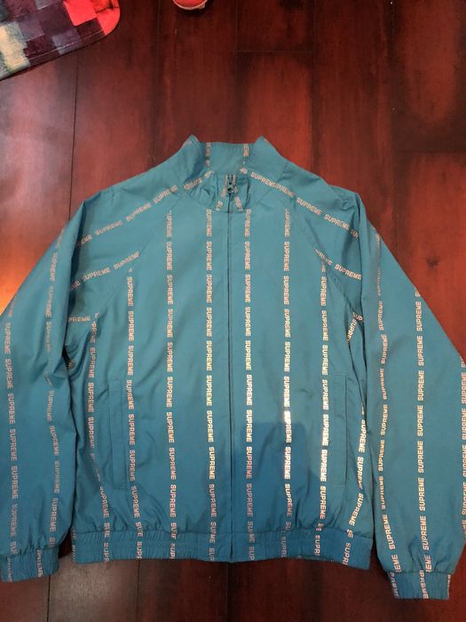 Supreme Supreme Reflective Text Track Jacket Blue | Grailed