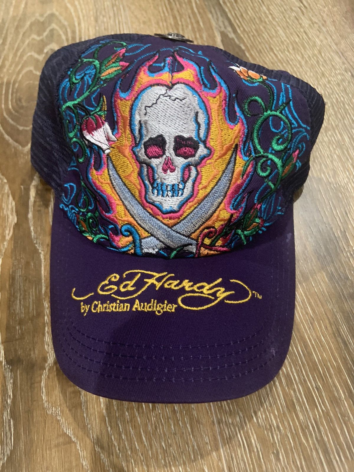 Christian Audigier Ed Hardy Skull Purple Trucker Size ONE SIZE - 1 Thumbnail