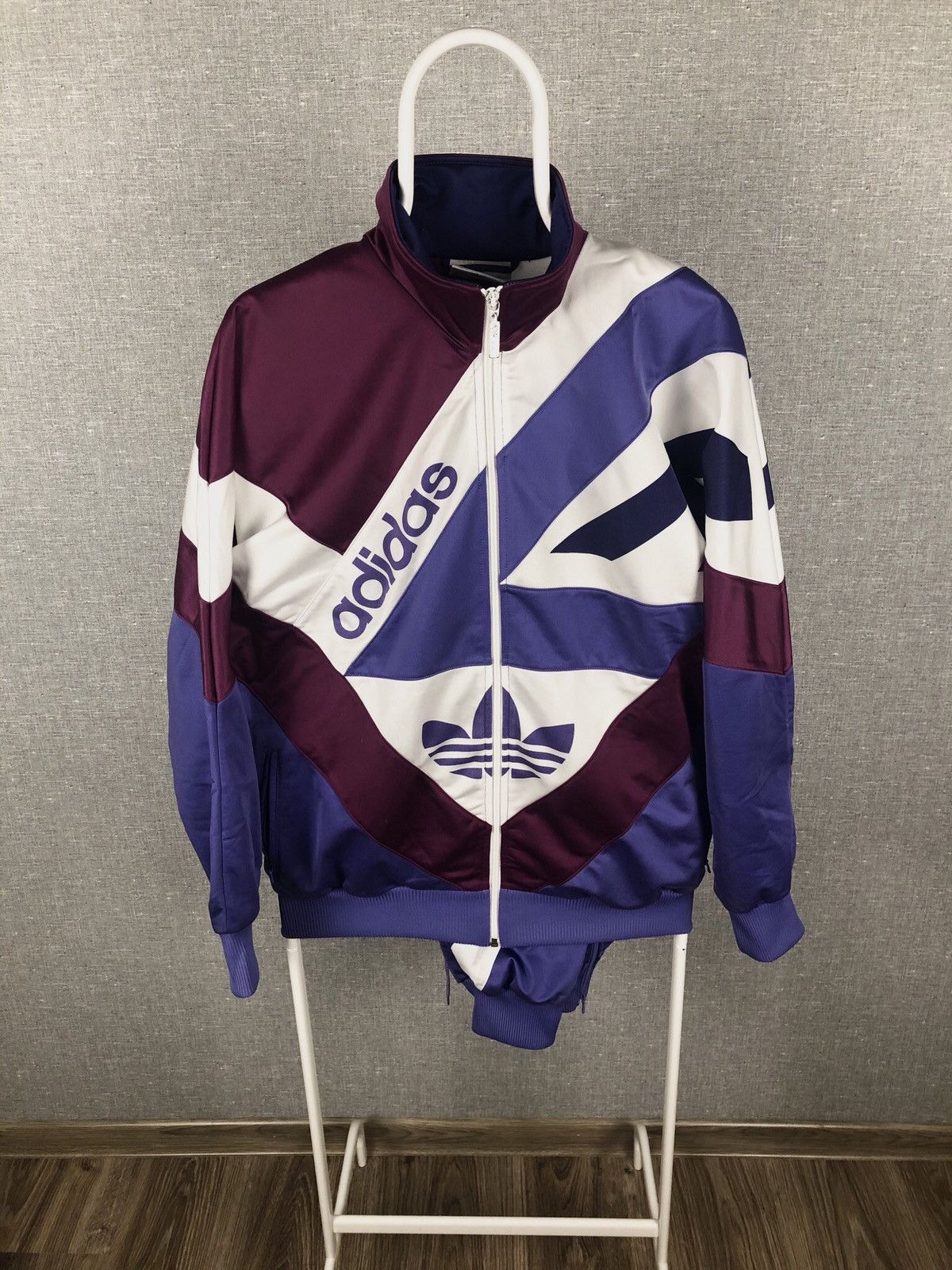 Vintage 90's blue and hotsell burgundy adidas track jacket