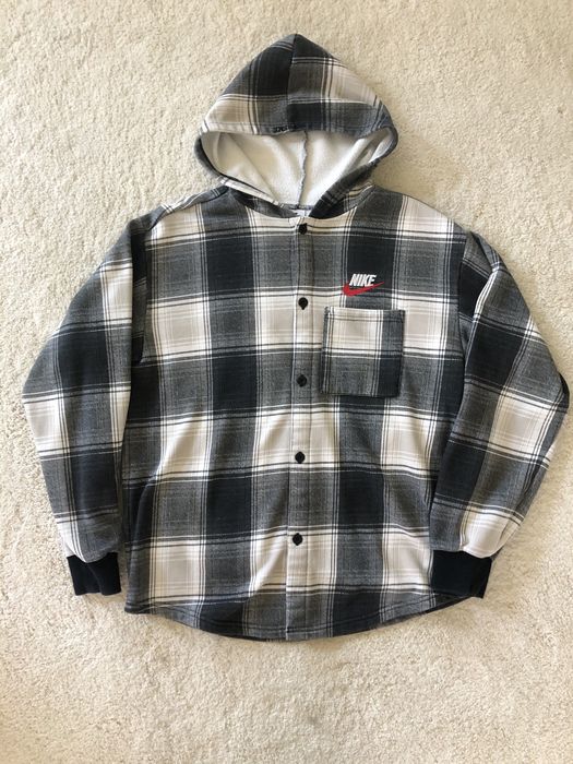 Supreme nike plaid hot sale hooded sweatshirt black