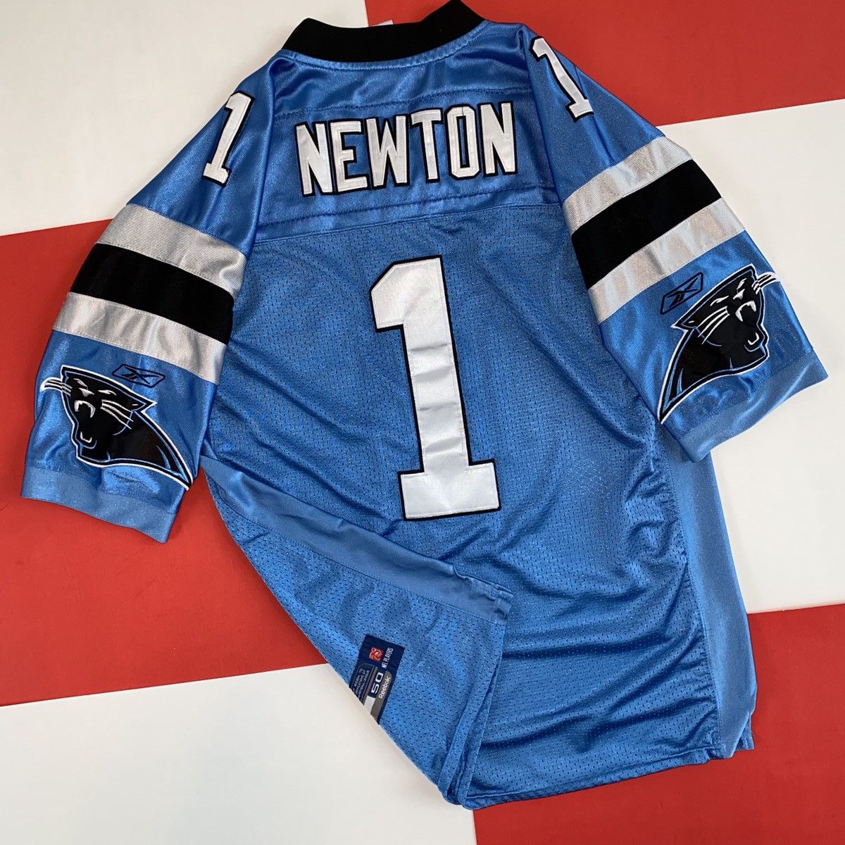 Carolina Panthers Cam Newton #1 Reebok Stitched Jersey Sz 50 Blue