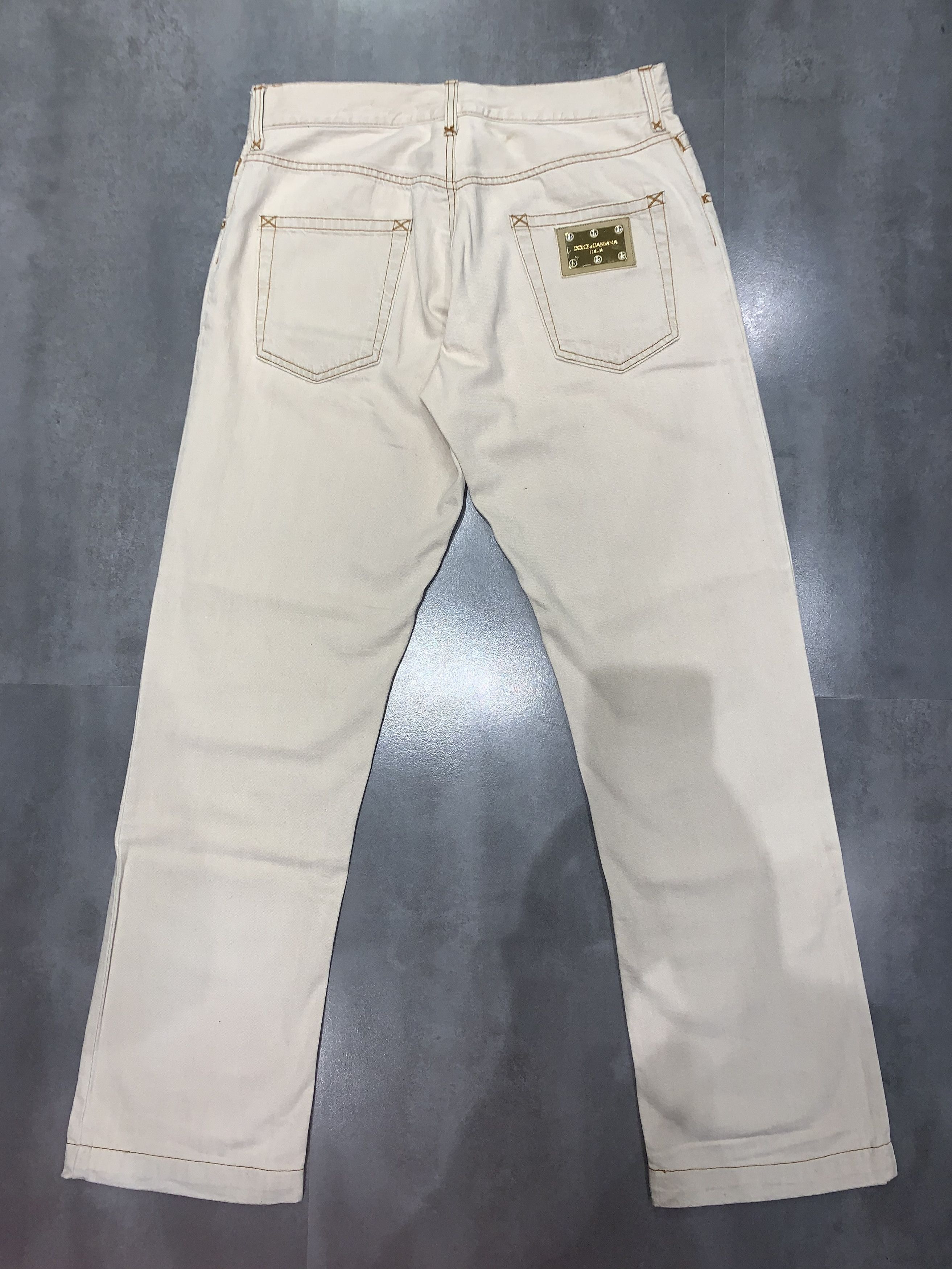 Dolce & Gabbana Dolce & Gabbana Cream Loose Denim Pants Size US 34 / EU 50 - 4 Thumbnail