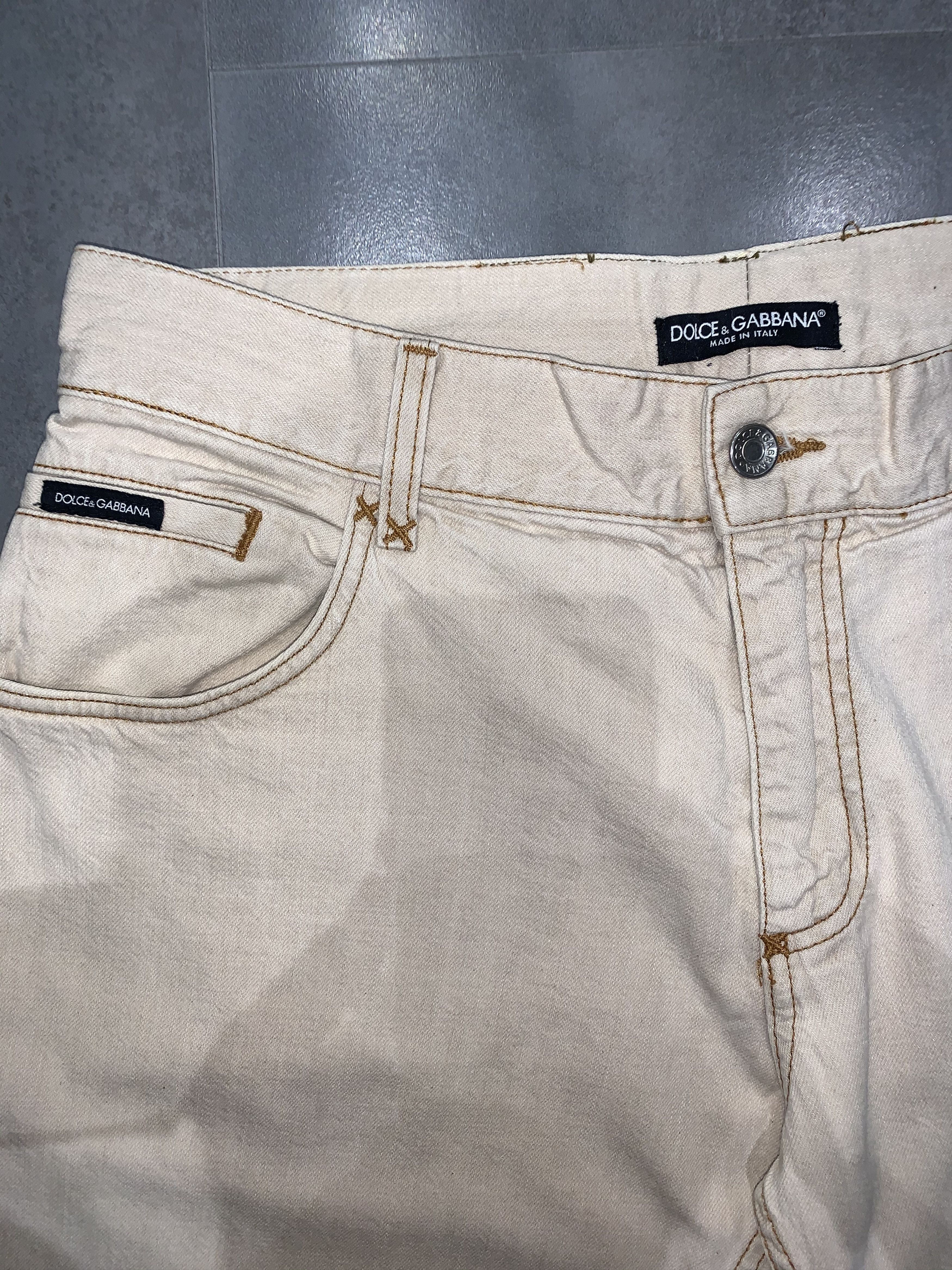 Dolce & Gabbana Dolce & Gabbana Cream Loose Denim Pants Size US 34 / EU 50 - 5 Thumbnail