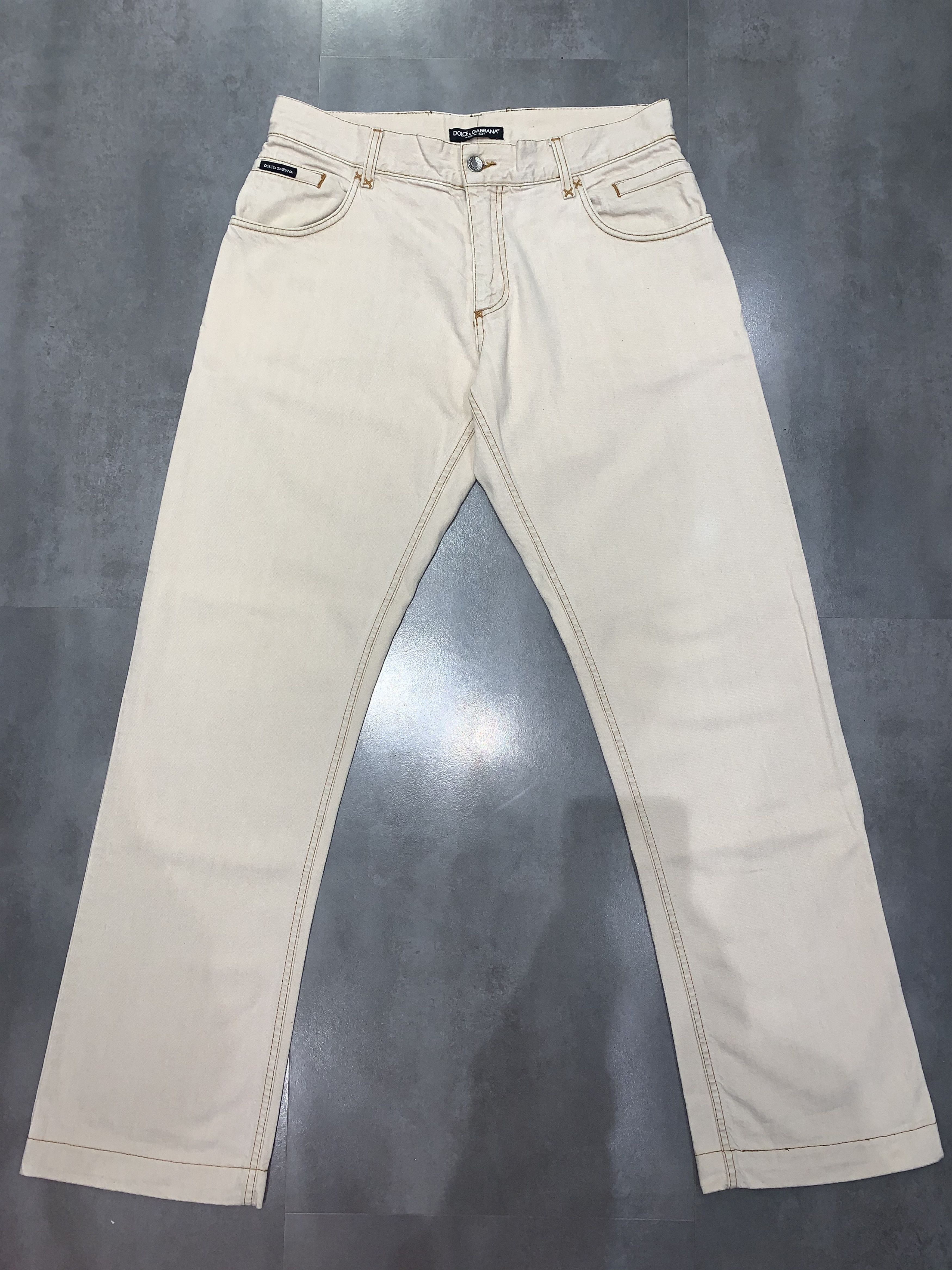 Dolce & Gabbana Dolce & Gabbana Cream Loose Denim Pants Size US 34 / EU 50 - 3 Thumbnail