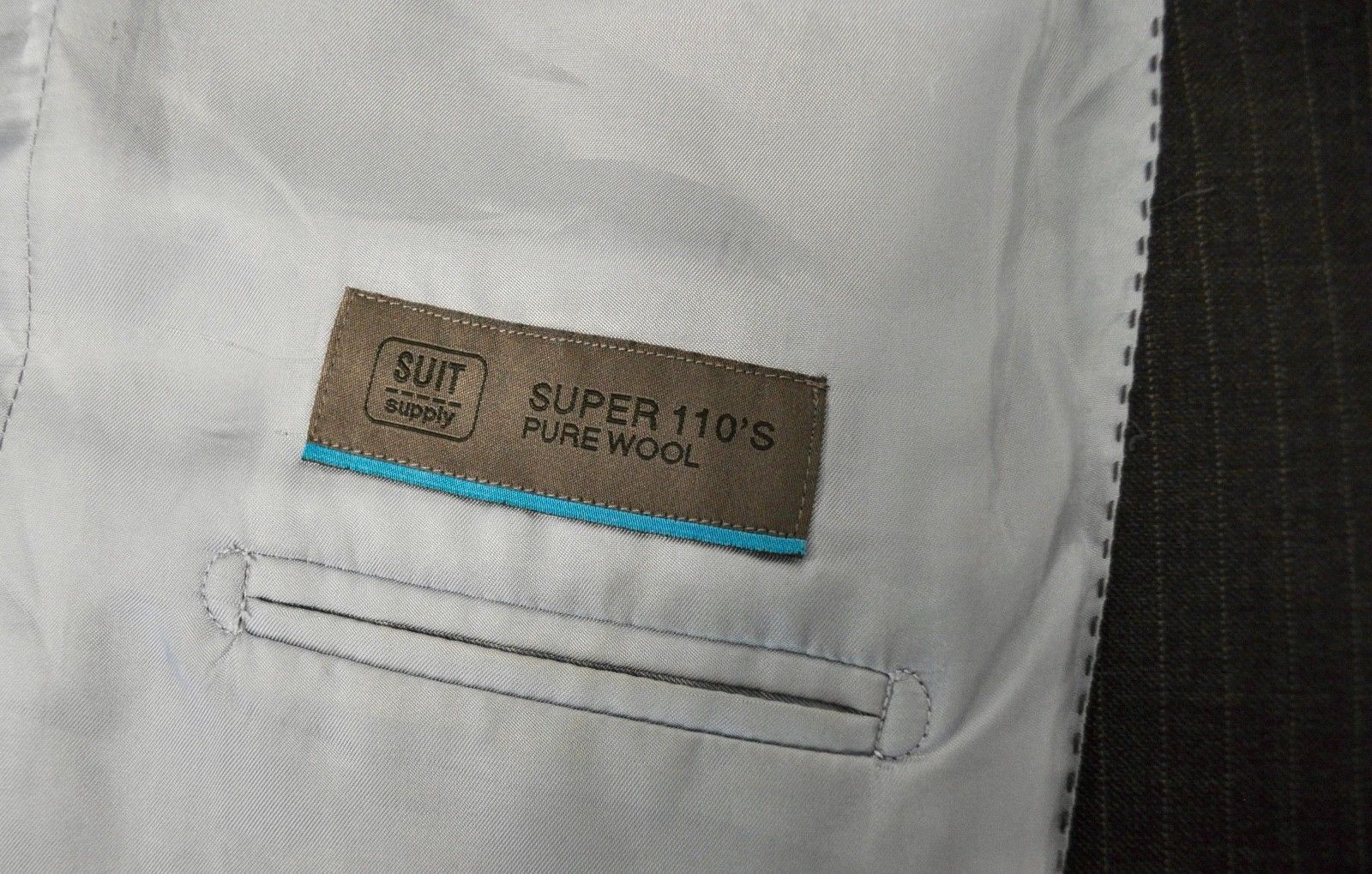 Suitsupply SUITSUPPLY 110's Wool Charcoal Blazer Long Pinstriped Size 42L - 7 Thumbnail