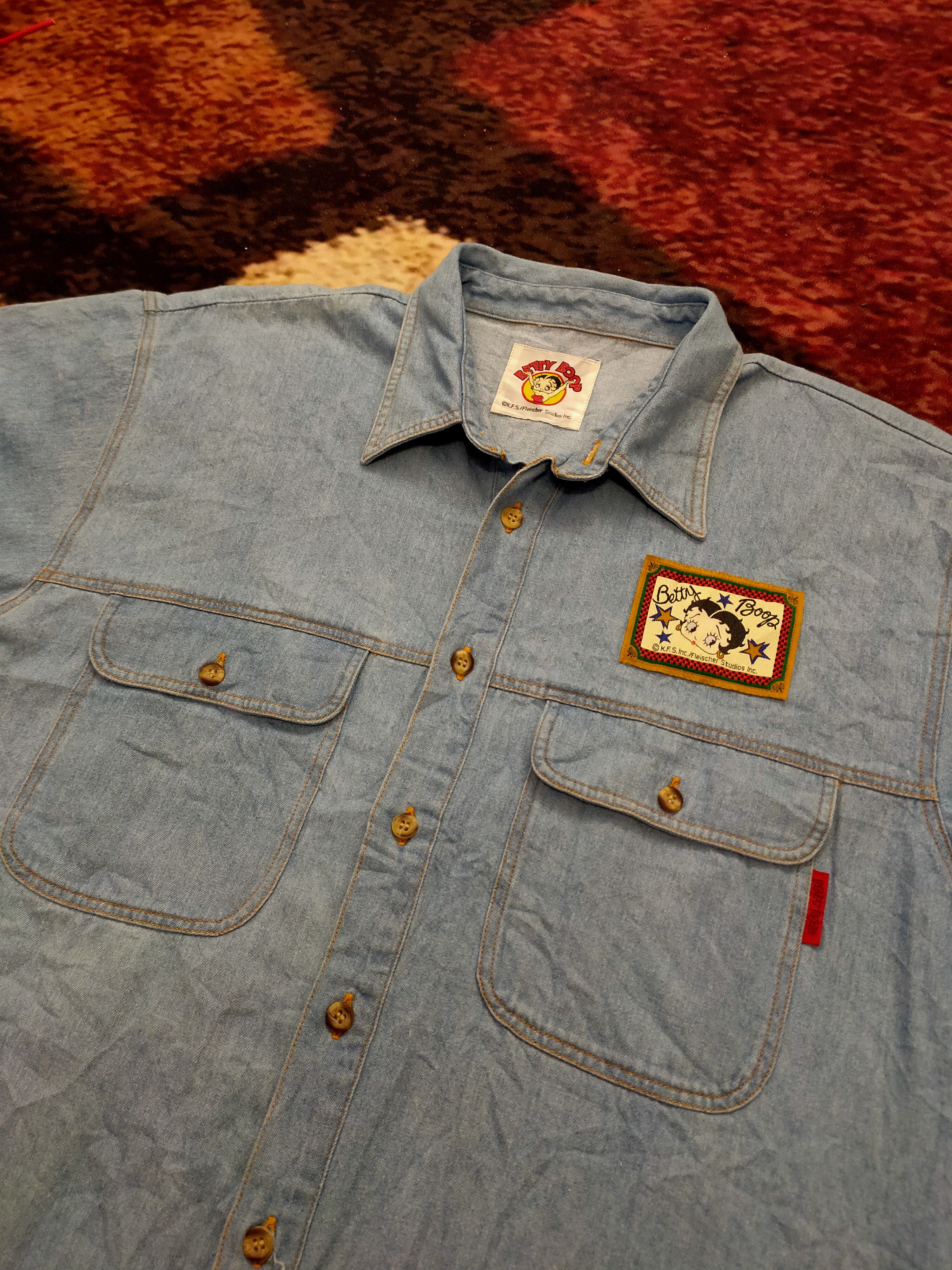 Cartoon Network vintage betty boop button up shirt indigo Size US M / EU 48-50 / 2 - 3 Thumbnail