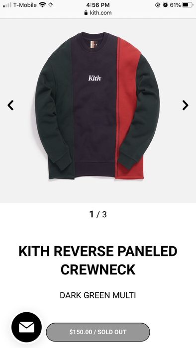 Kith KITH REVERSE PANELED CREWNECK | Grailed