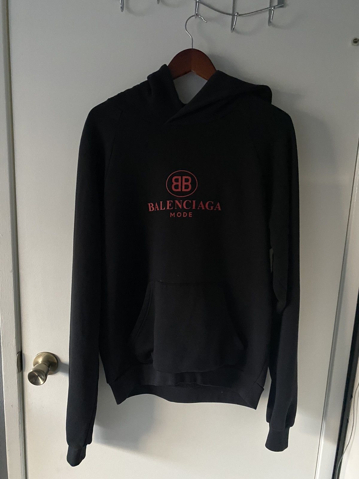 Image of Balenciaga Logo Hoodie in Black, Men's (Size XL)