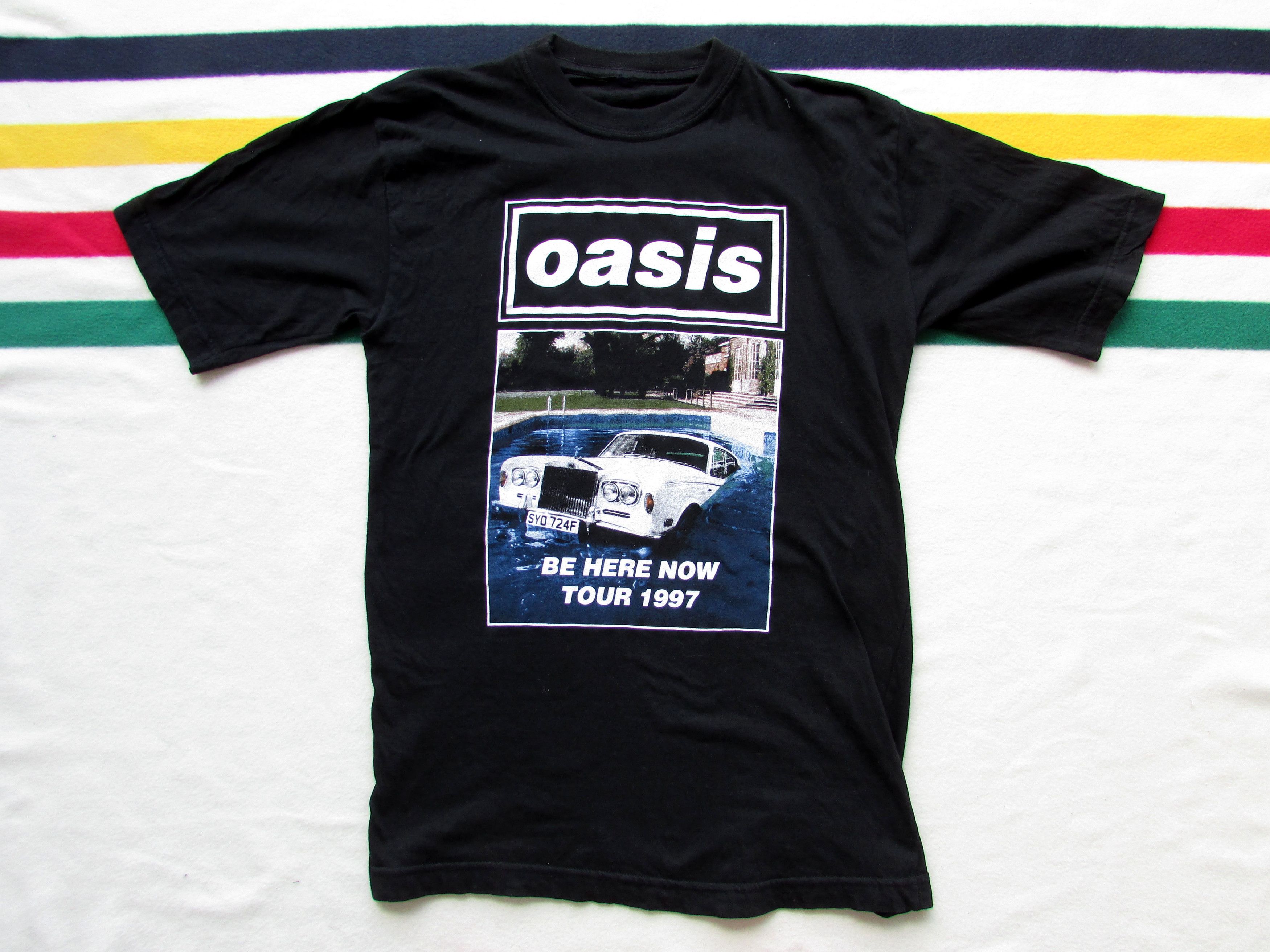 Vintage 90s 1997 Oasis Be Here Now Mad For It Tour Bootleg T Shirt