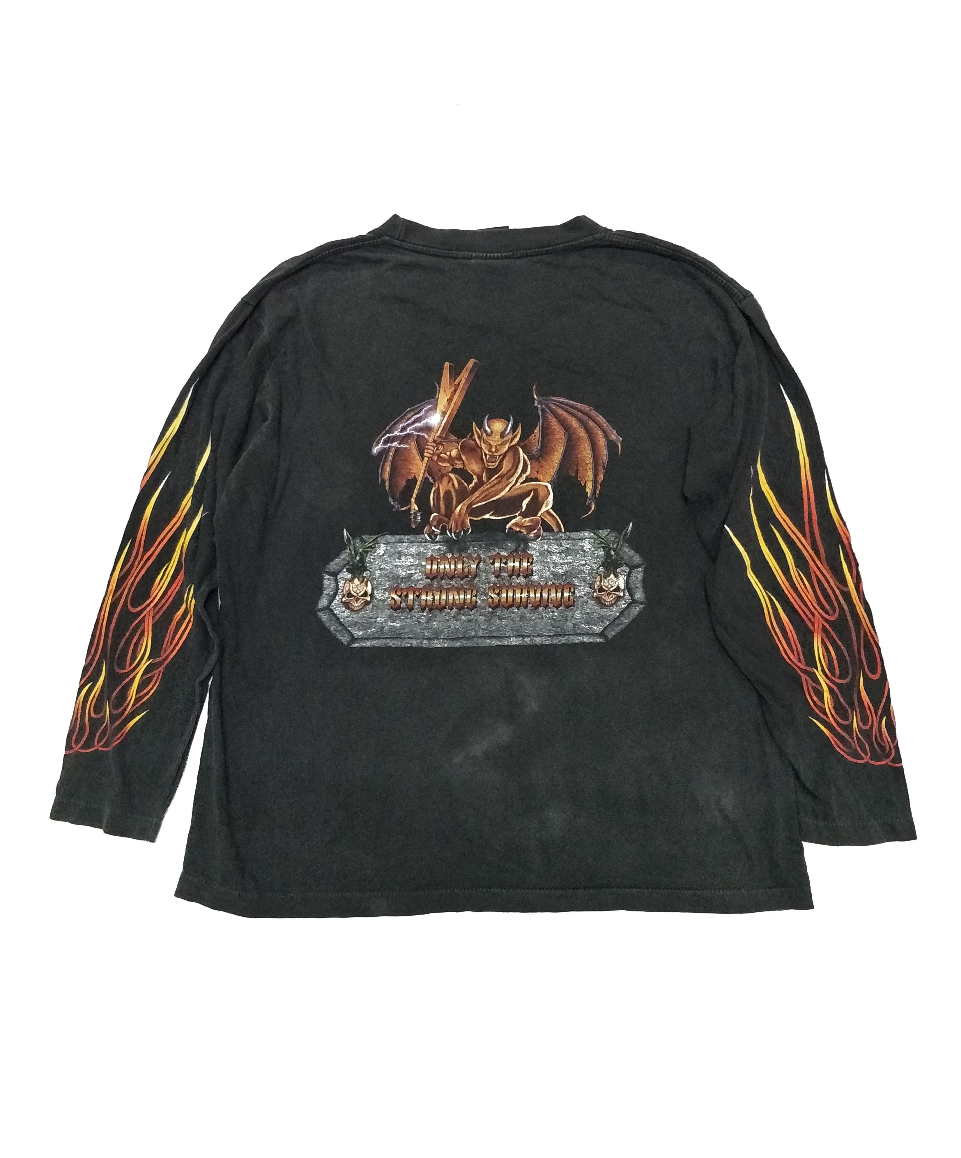 Band Tees × Vintage Vintage Skull Flames Tee Size US L / EU 52-54 / 3 - 2 Thumbnail
