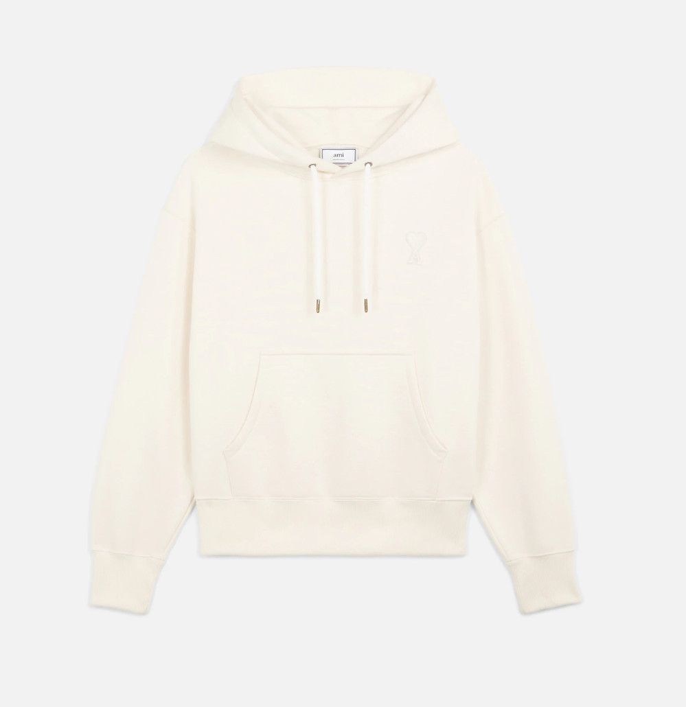 AMI Ami Paris Big Ami De Coeur Hoodie Cream Grailed