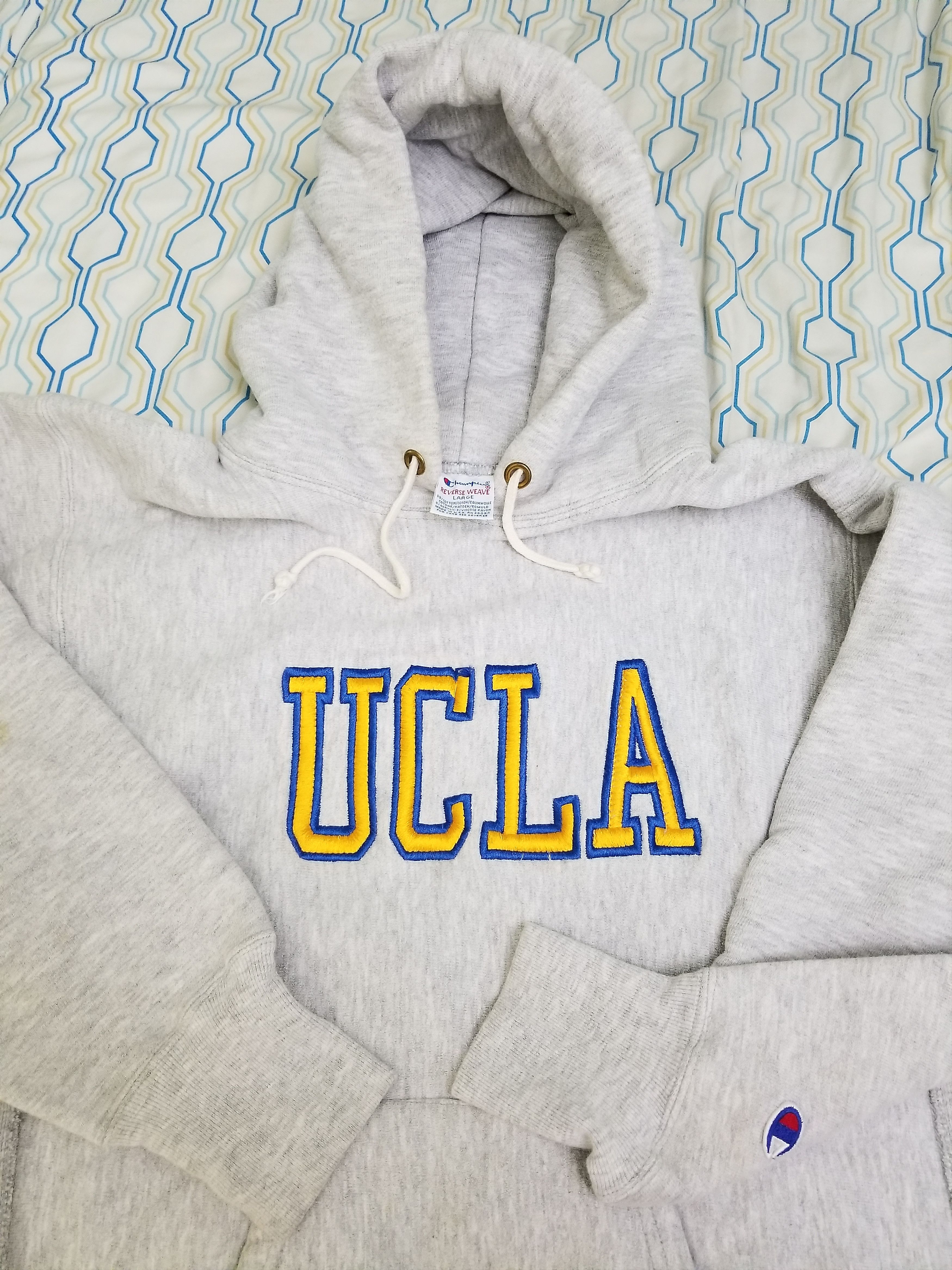 Vintage Champion Reverse Weave UCLA Hoodie Sweatshirt Gray
