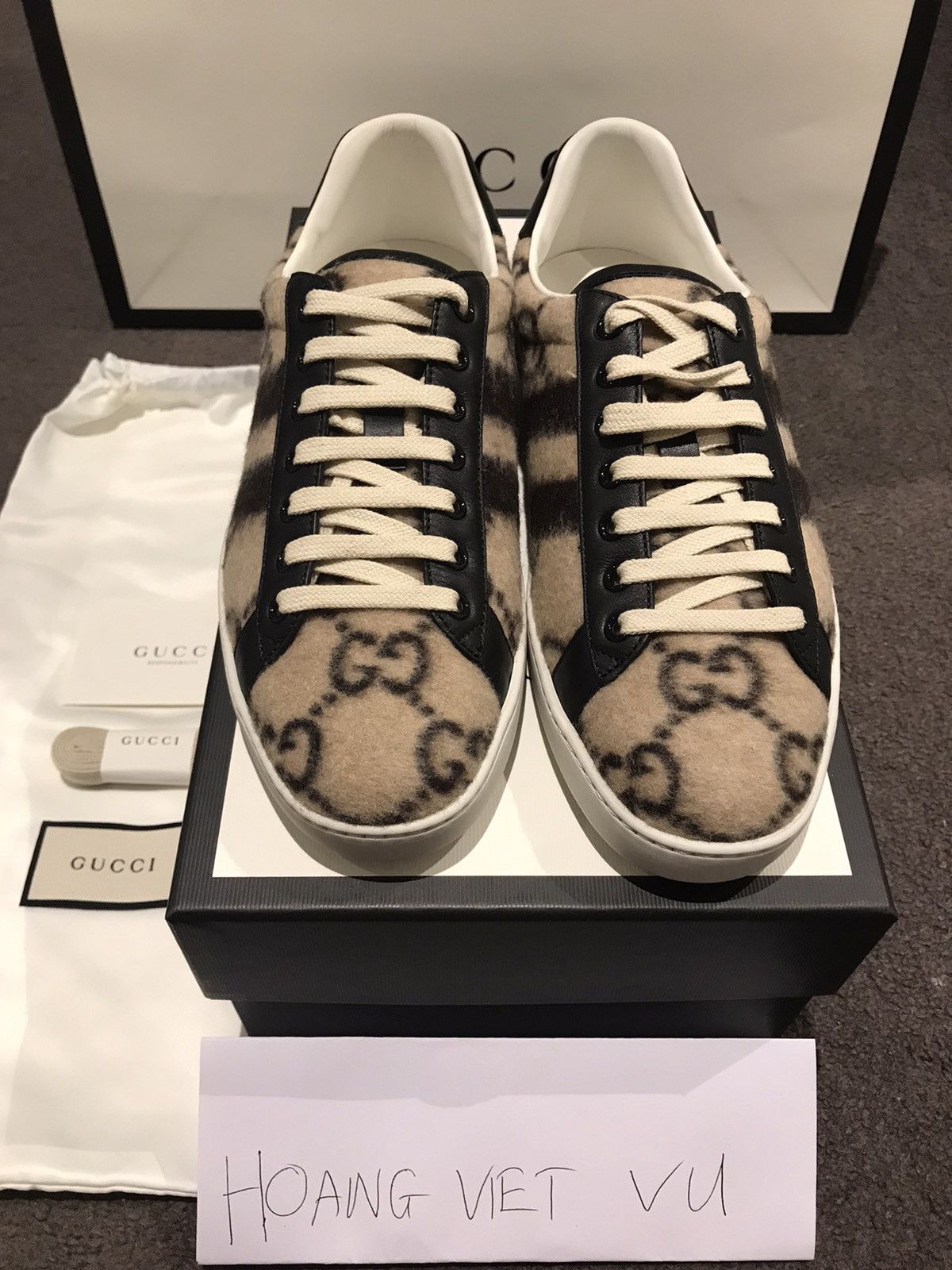 Gucci Ace gg wool Gucci low top sneaker | Grailed