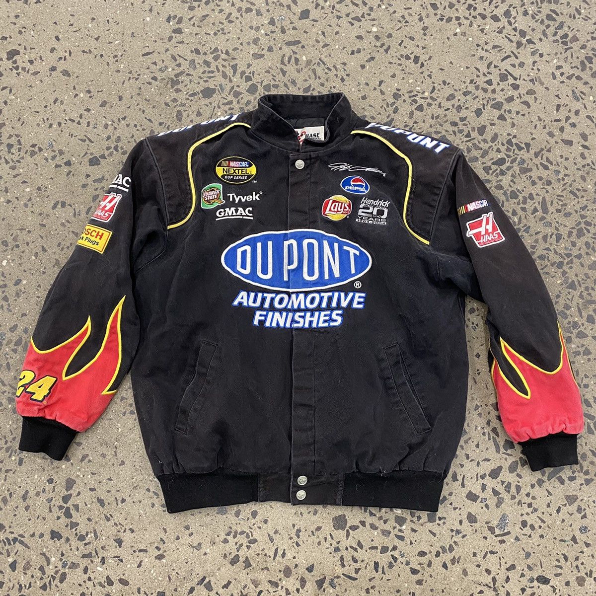 Vintage VTG Chase Jeff Hamilton NASCAR Racing Jacket DuPont Flames L ...