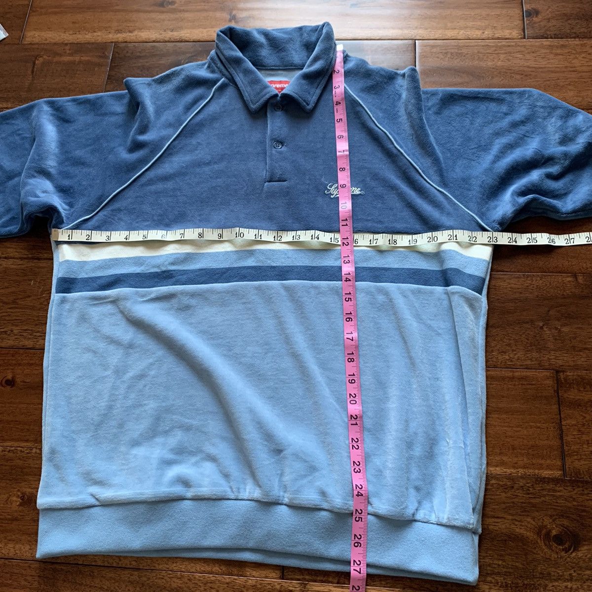 Supreme Stripe Velour Raglan L/S Polo | Grailed 