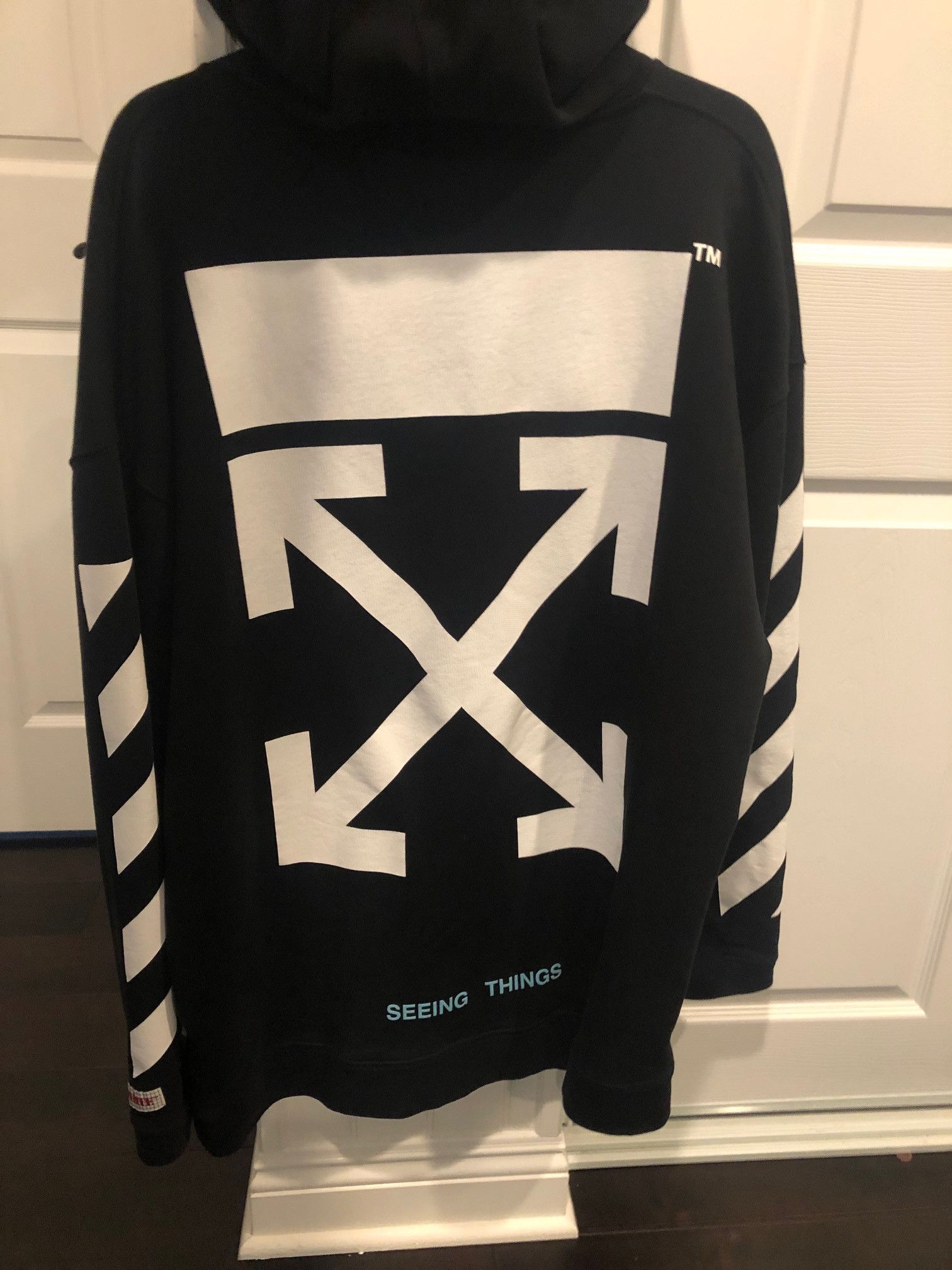 Off white black shop hoodie seeing things