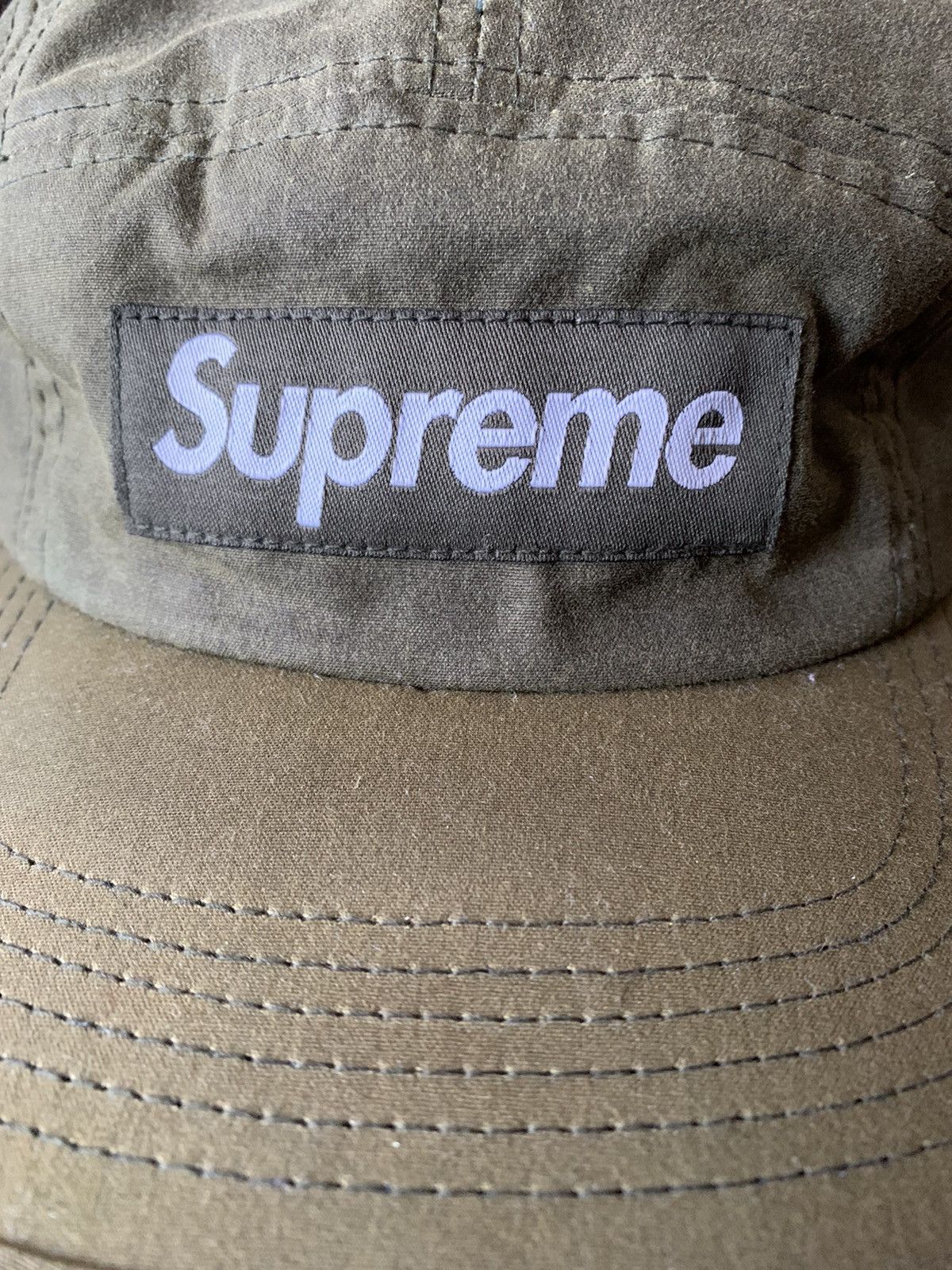 Supreme Supreme camp cap Olive green waxed cotton | Grailed