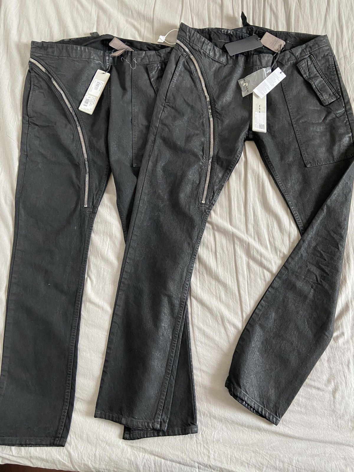 Rick Owens Drkshdw 16FW Aircut Black Matte Zipper Denim Jeans 