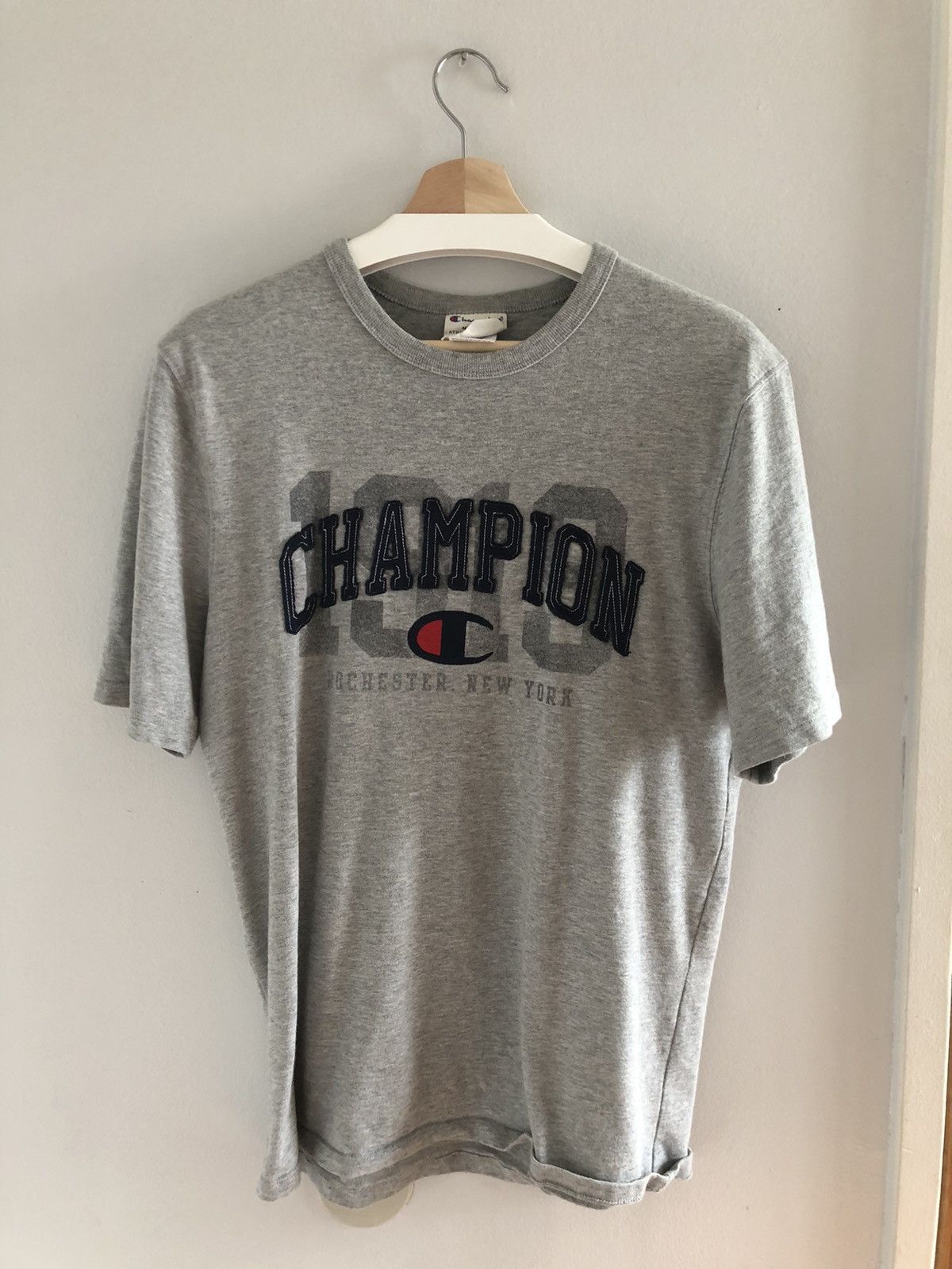 Vintage Chanpion Vintage Arc Logo Applique Sweatshirt Gray | Grailed