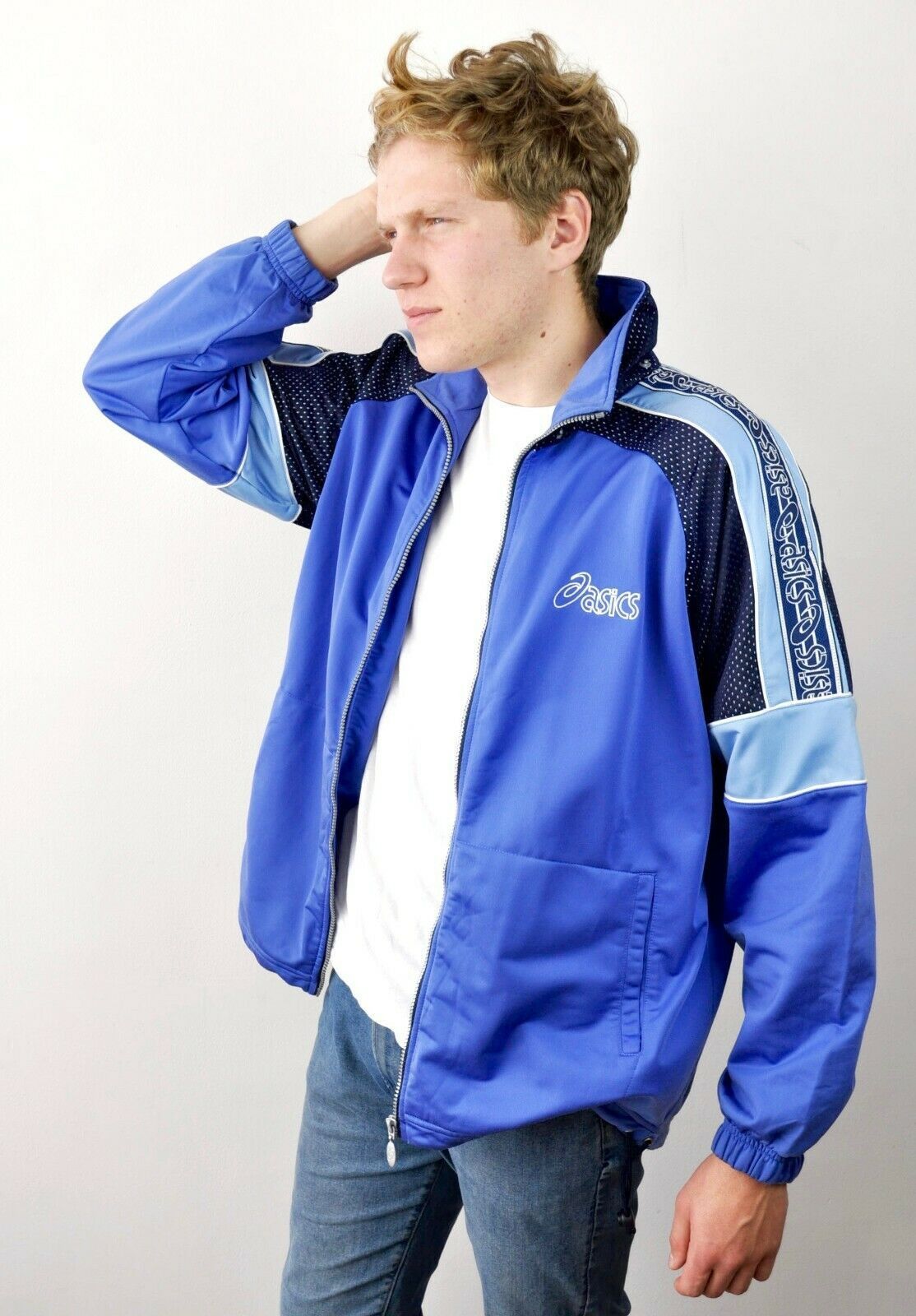 Designer × Vintage VINTAGE Basics Jumper Tracksuit Jacket Blue Sports Casual Size US L / EU 52-54 / 3 - 6 Thumbnail