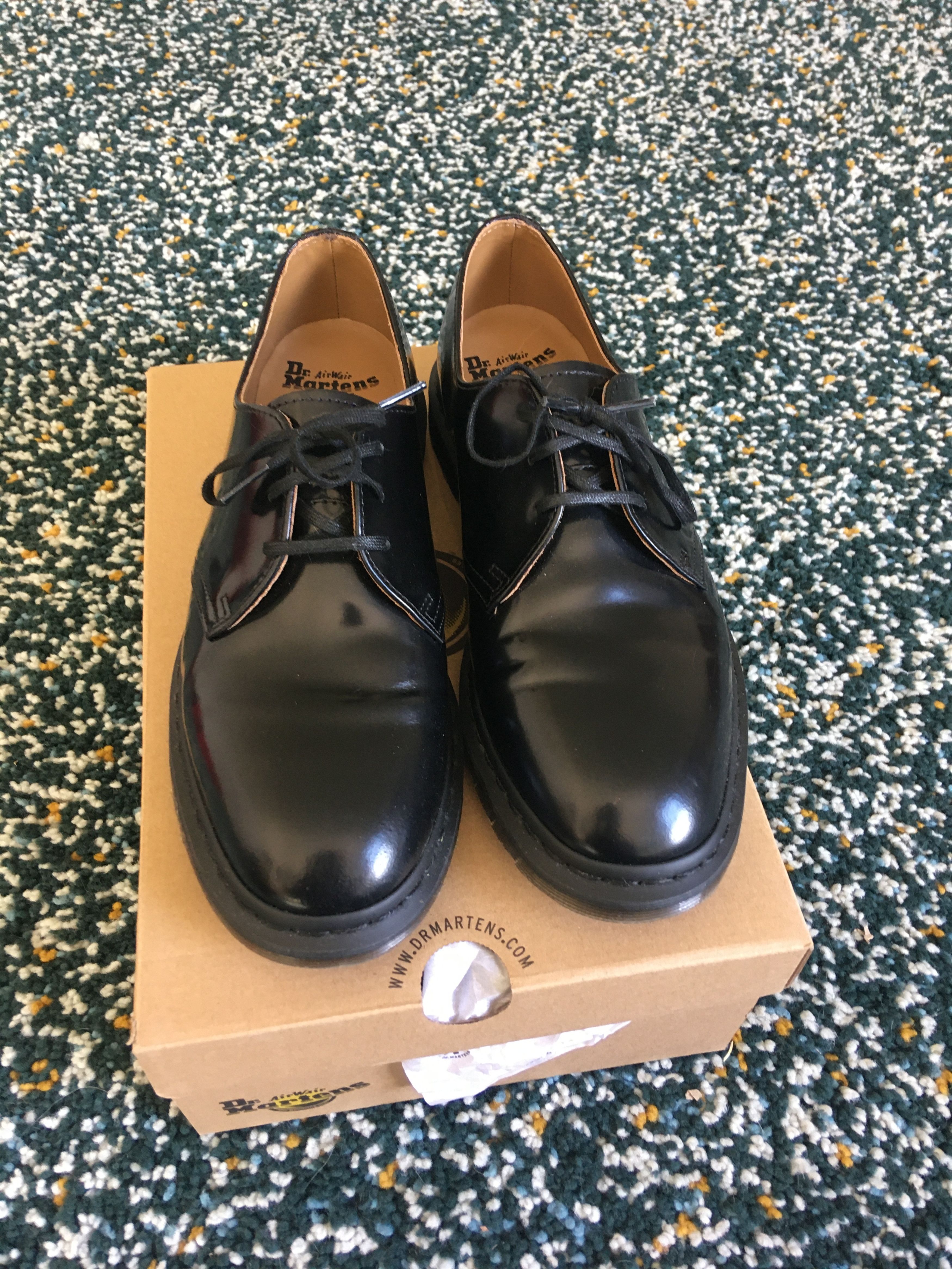 Dr martens archie 3 eye shoes in store black polished smooth