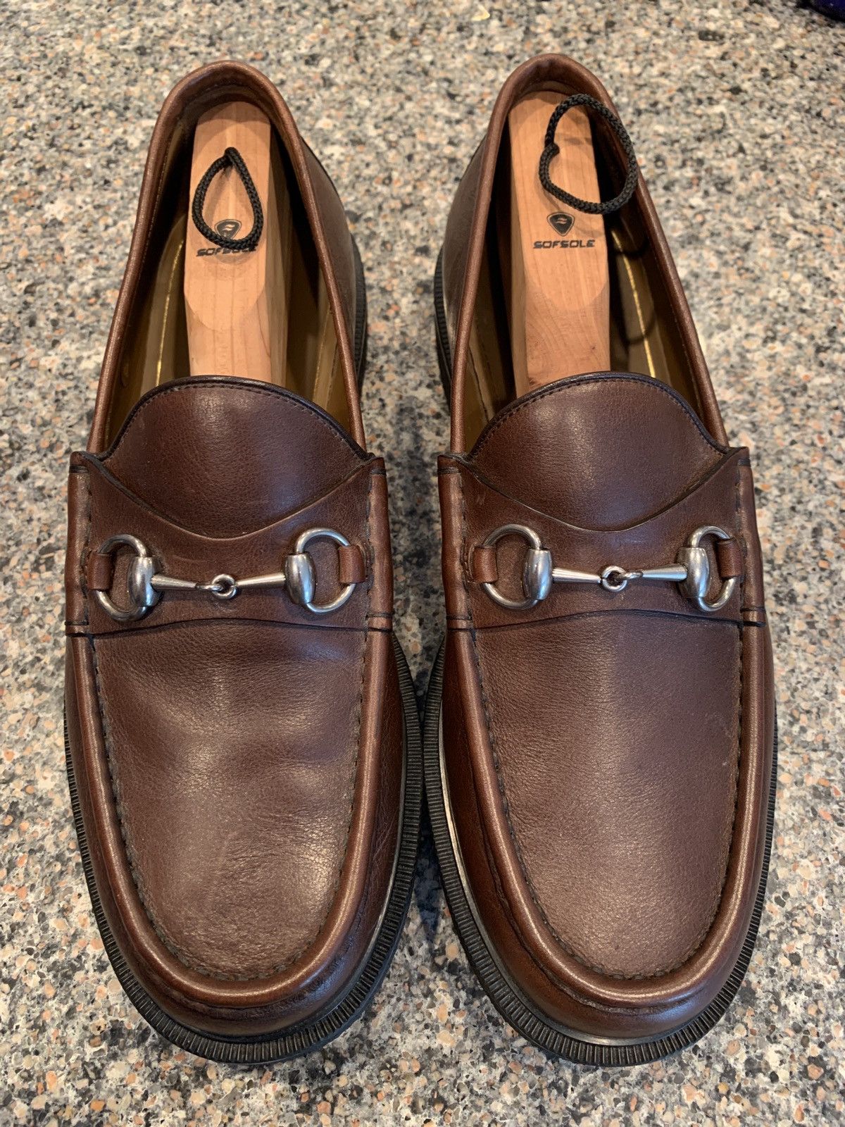 Gucci Brown leather Gucci loafers with silver bit. Size 8.5 Grailed