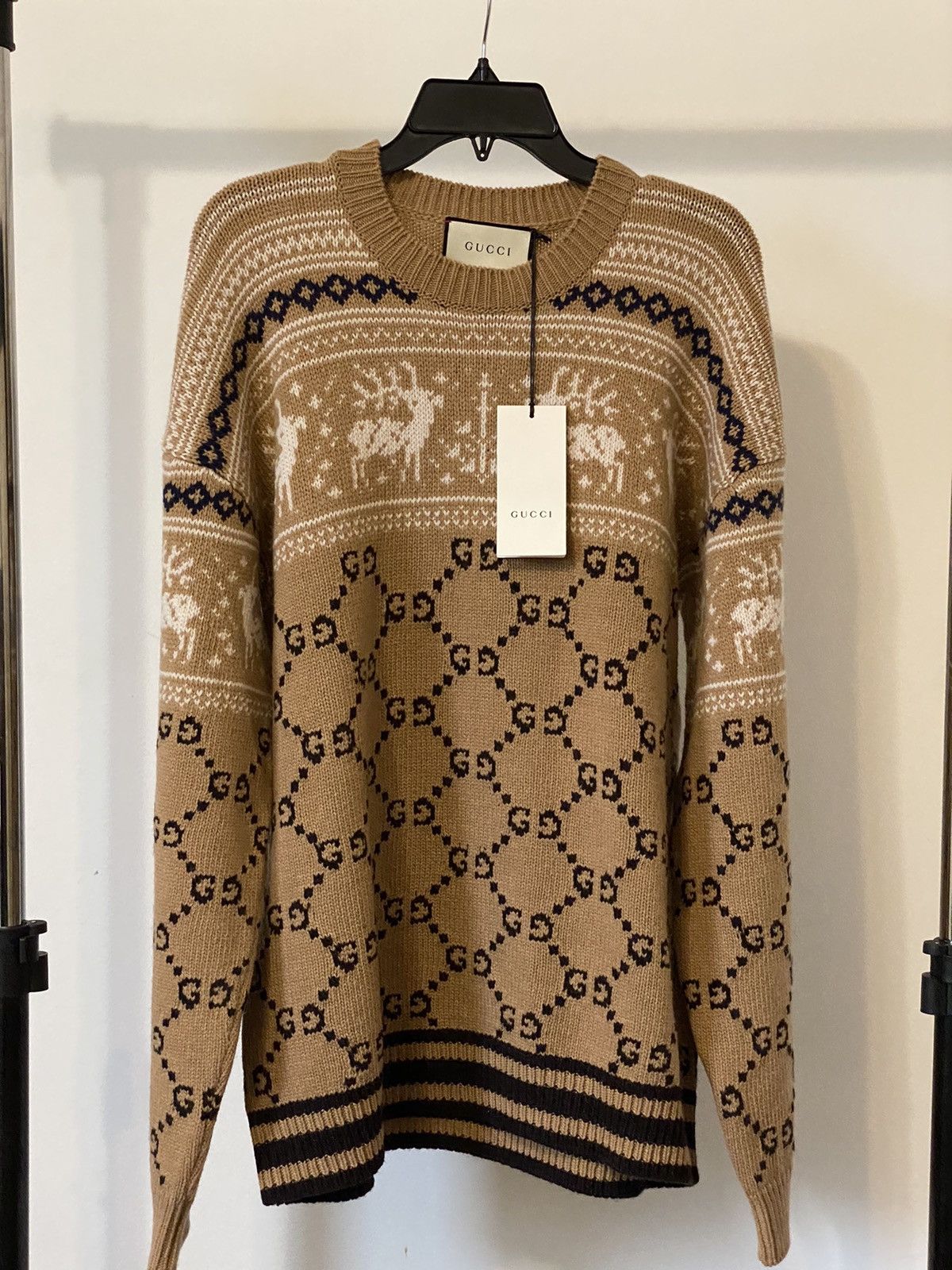 Gucci GG and Reindeer Jacquard Wool Sweater Grailed