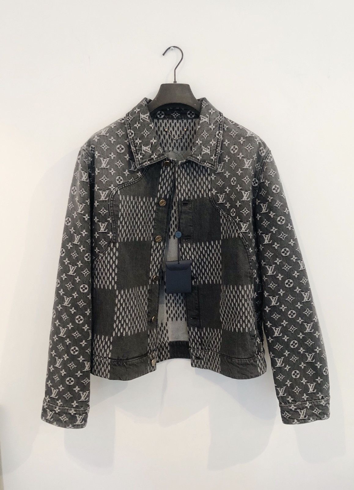 LOUIS VUITTON X NIGO MONOGRAM BLACK DENIM JACKET SIZE: 60 fits XXXL/XXXXL