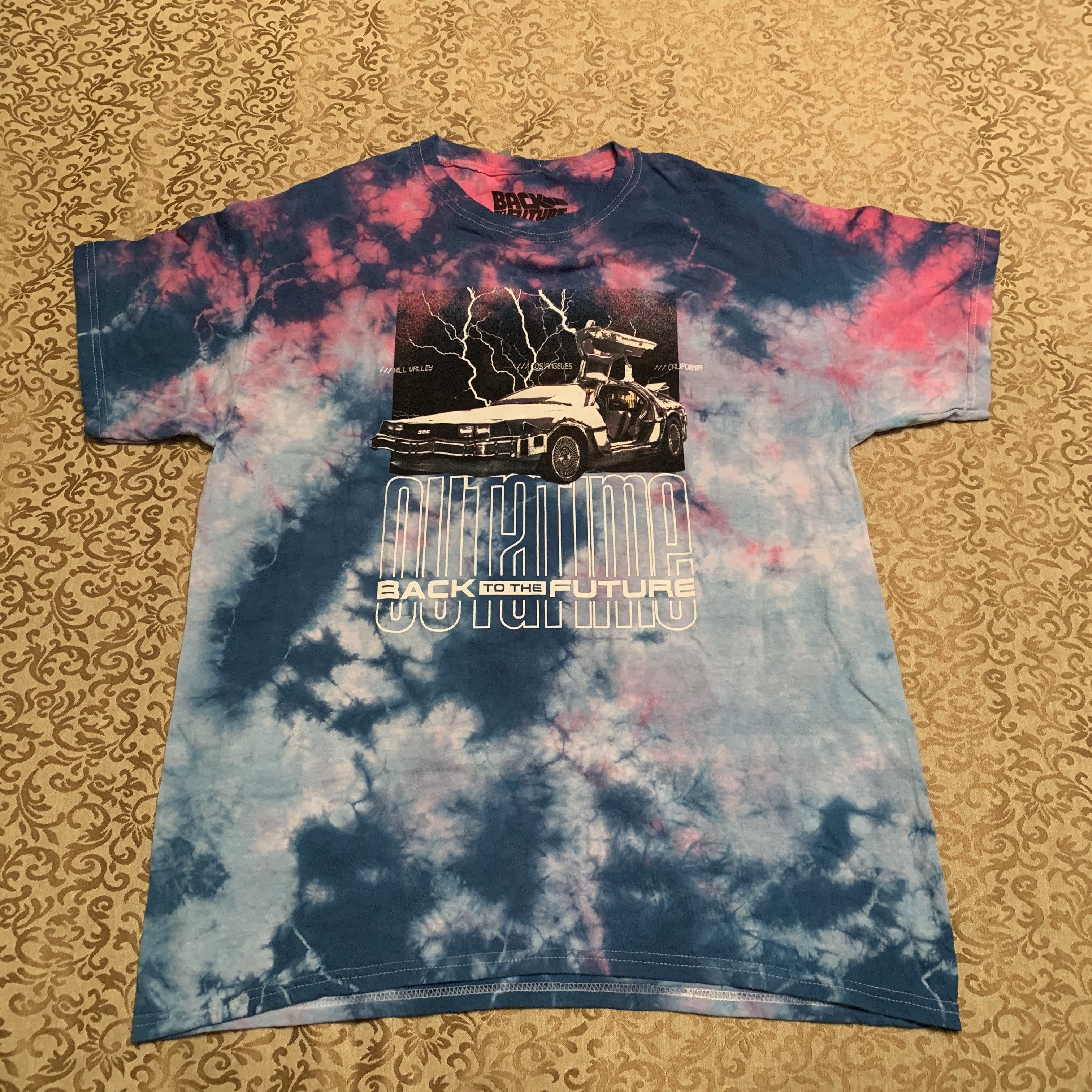 Vintage Deadstock Back To The Future DeLorean Tie Dye Tee Size US XL / EU 56 / 4 - 1 Thumbnail