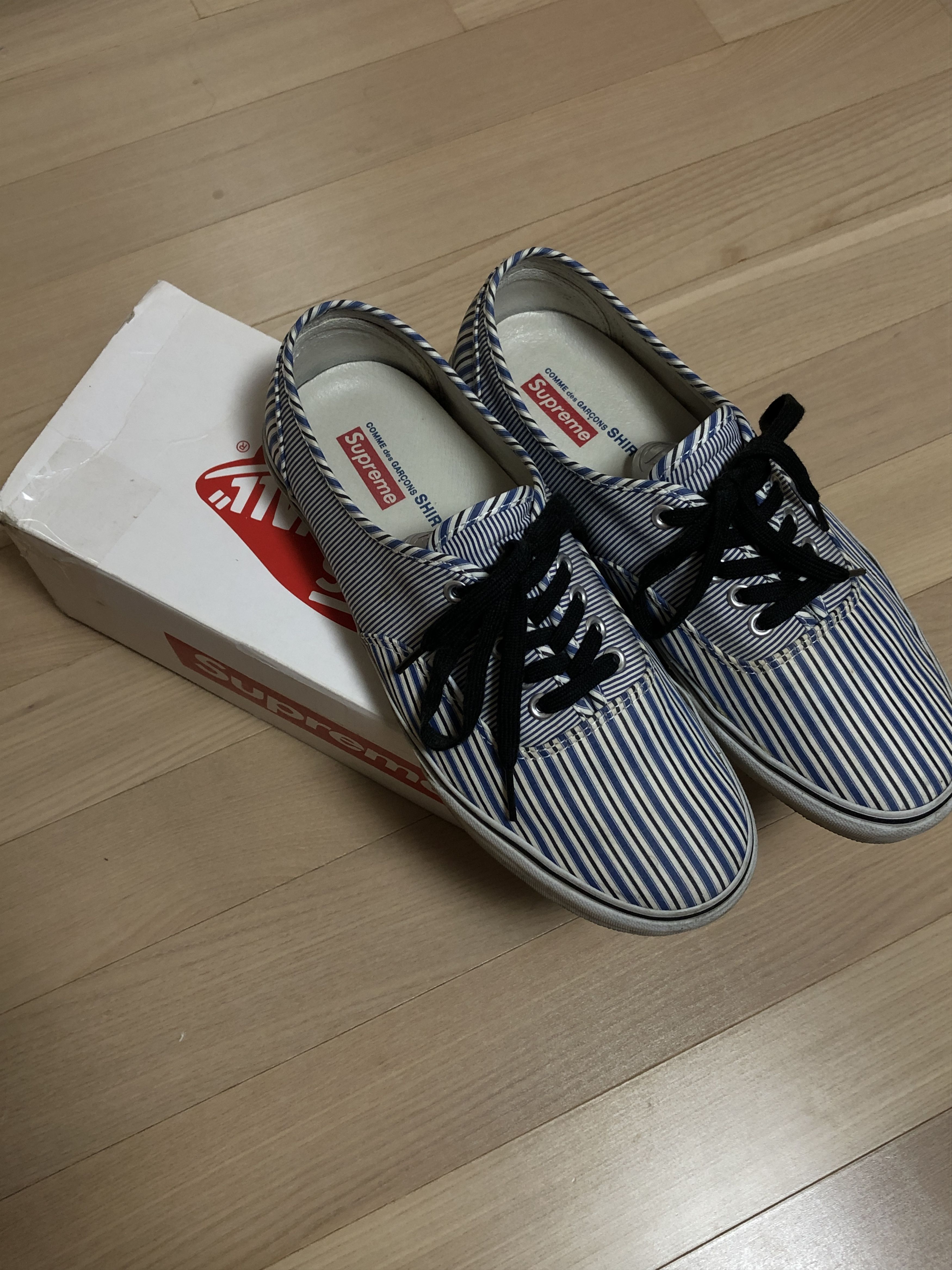 Comme des Garcons × Supreme × Vans Vans Era Supreme CDG Pinstripe 