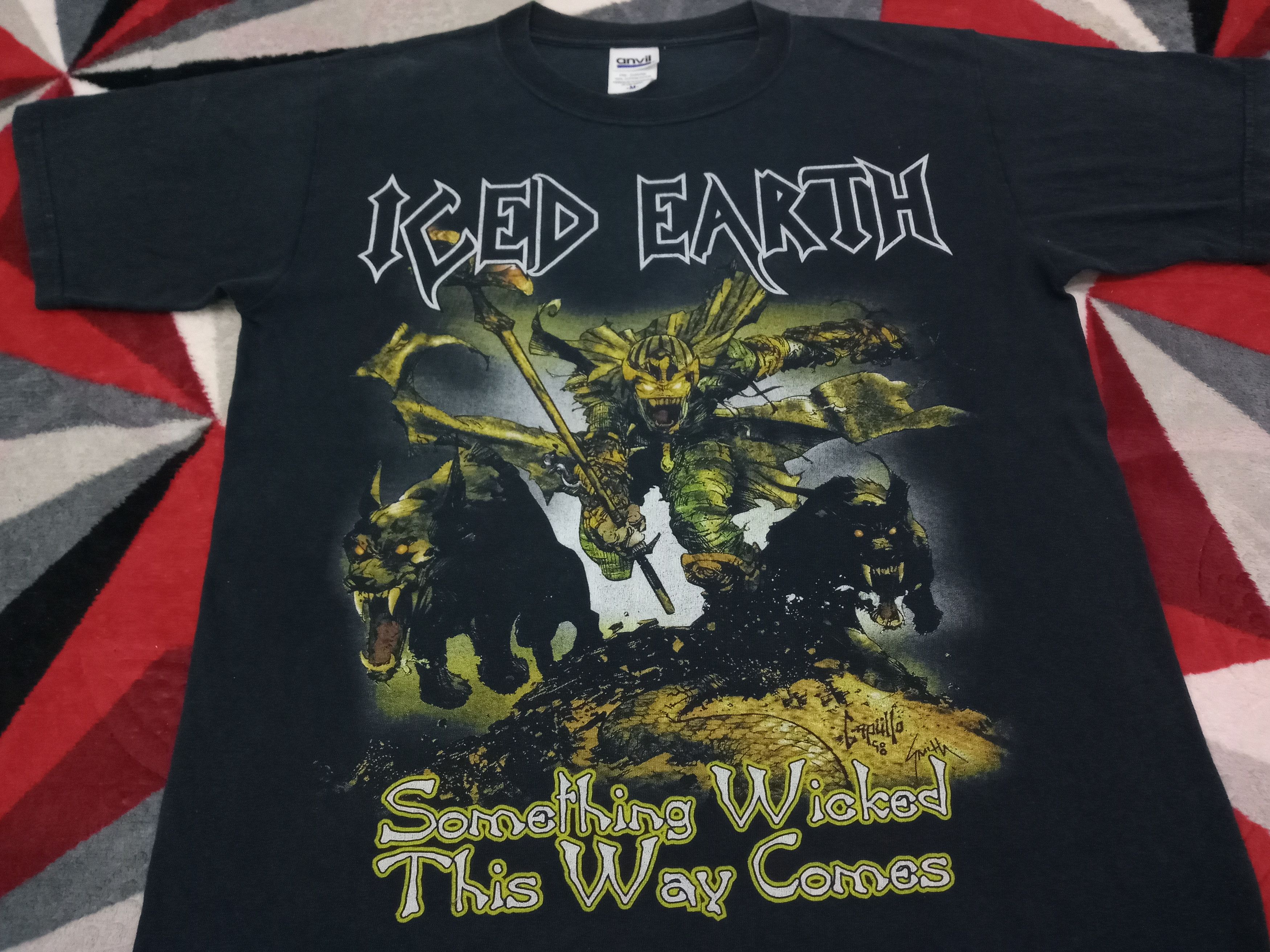 Vintage iron maiden iced earth metal band t shirt