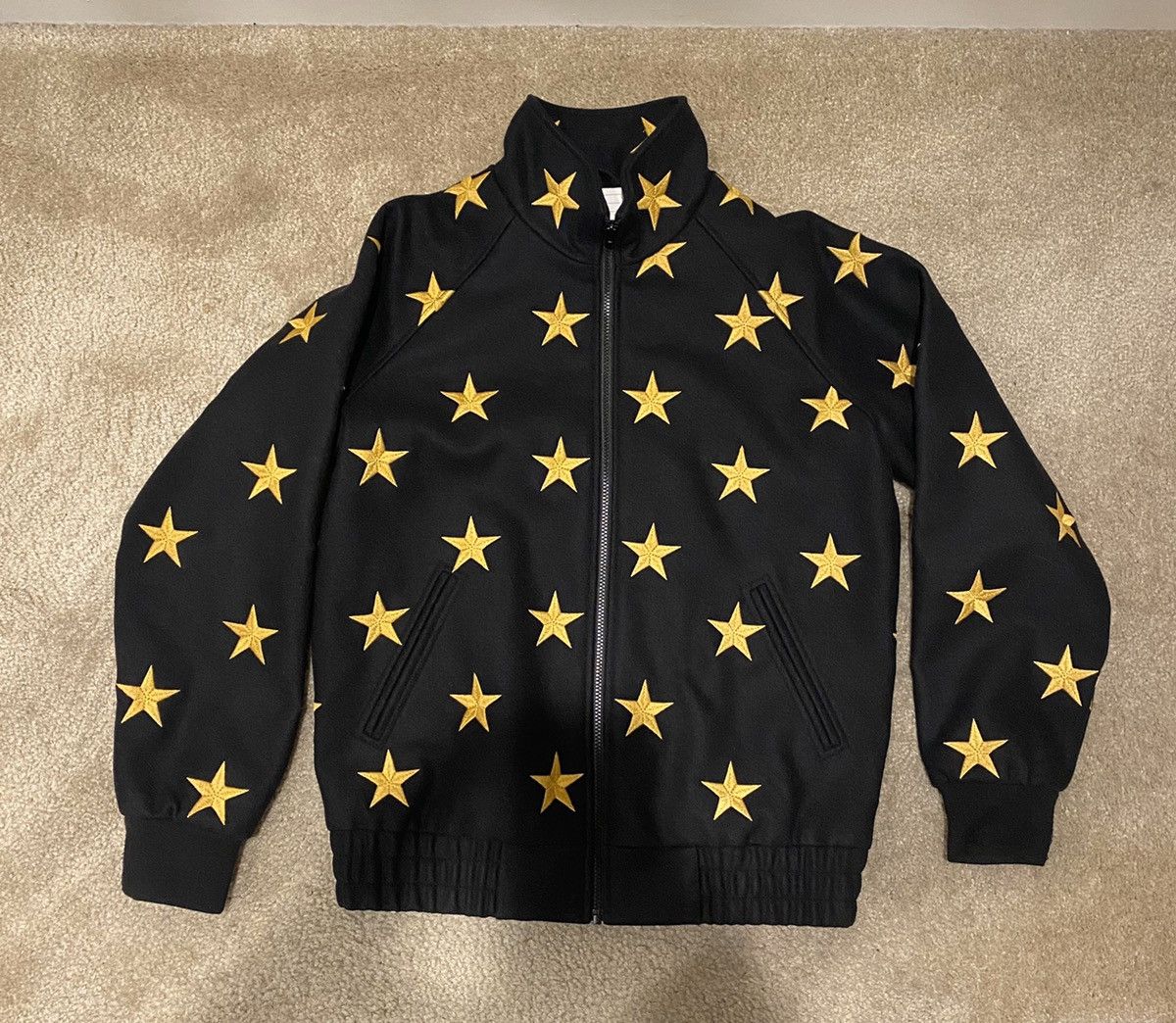 Supreme Supreme Stars Zip Stadium Jacket Black Yellow Large