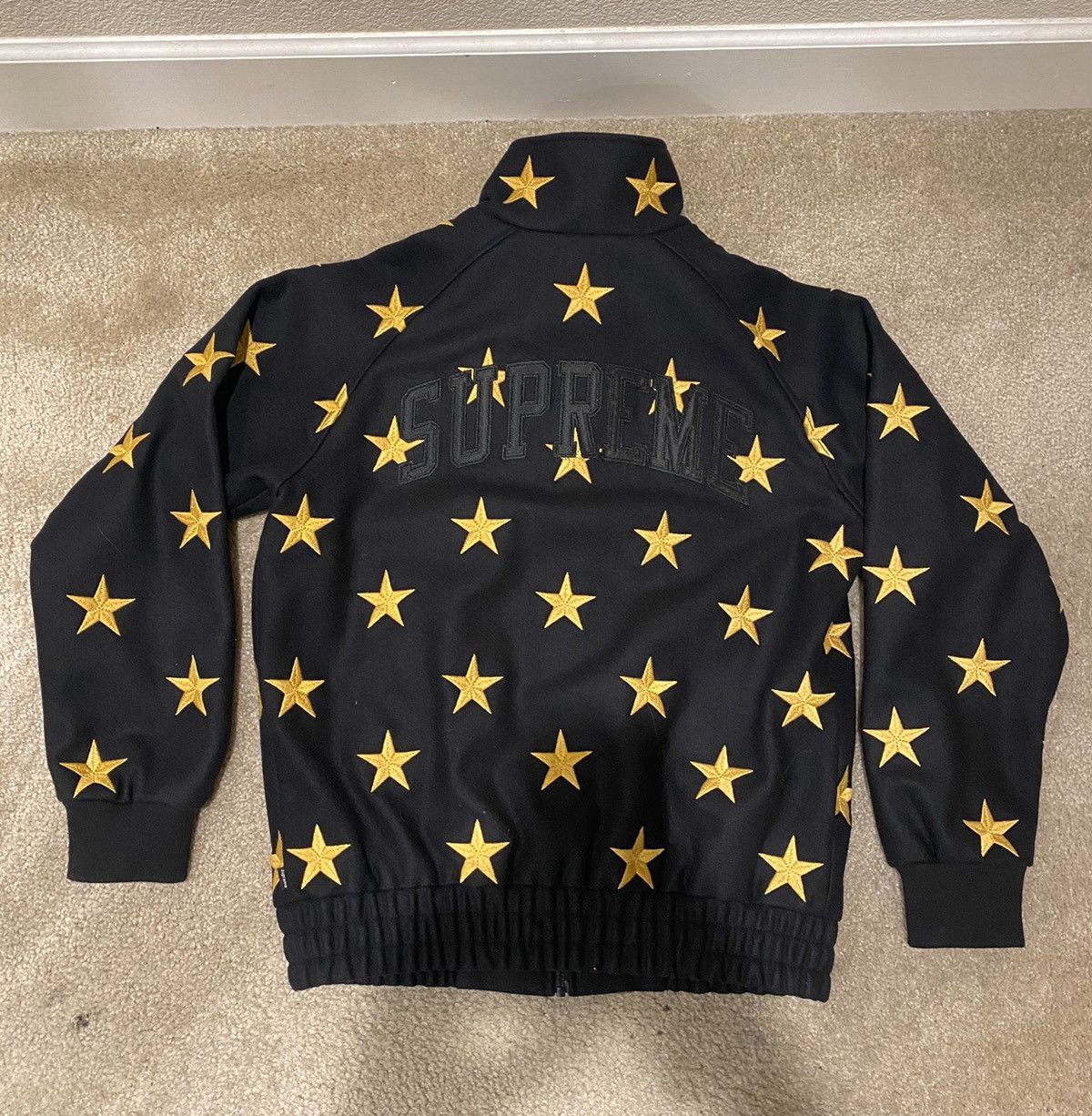 Supreme Supreme Stars Zip Stadium Jacket Black Yellow Large