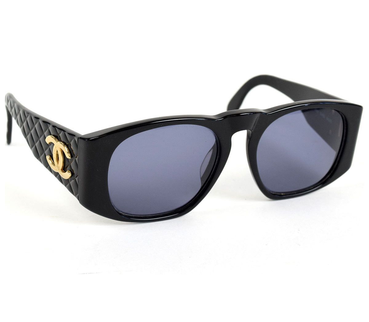 Chanel Chanel Gold CC logo Vintage 90s Black Sunglasses Size ONE SIZE - 1 Thumbnail