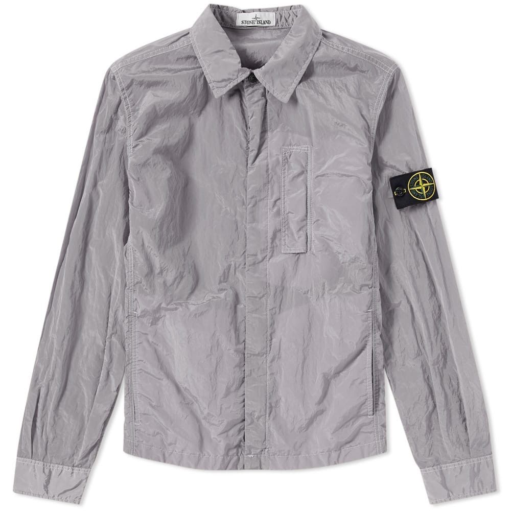 Stone island nylon metal overshirt silver hot sale