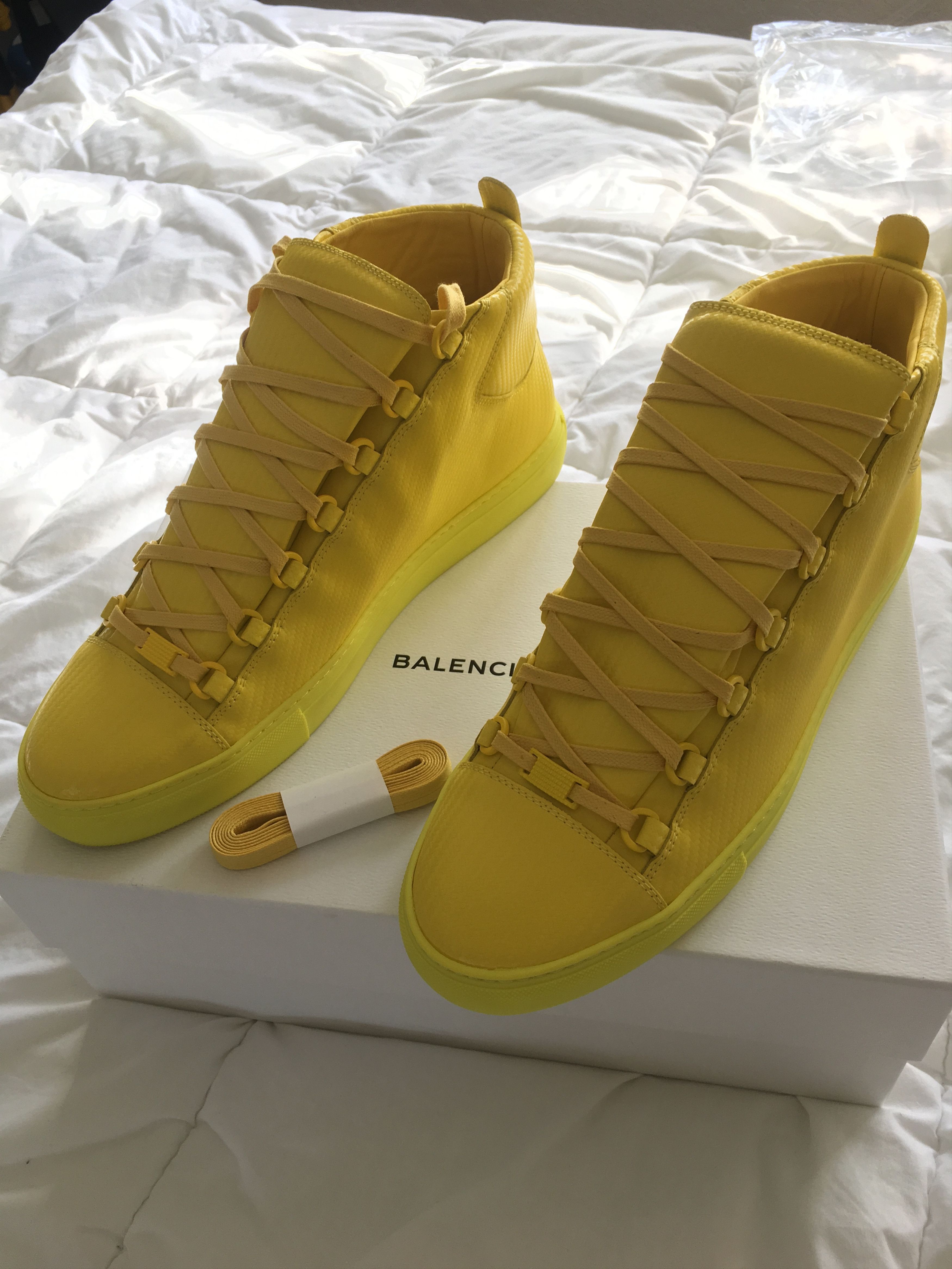 Balenciaga Arena Carbon Design Sneakers (yellow) | Grailed