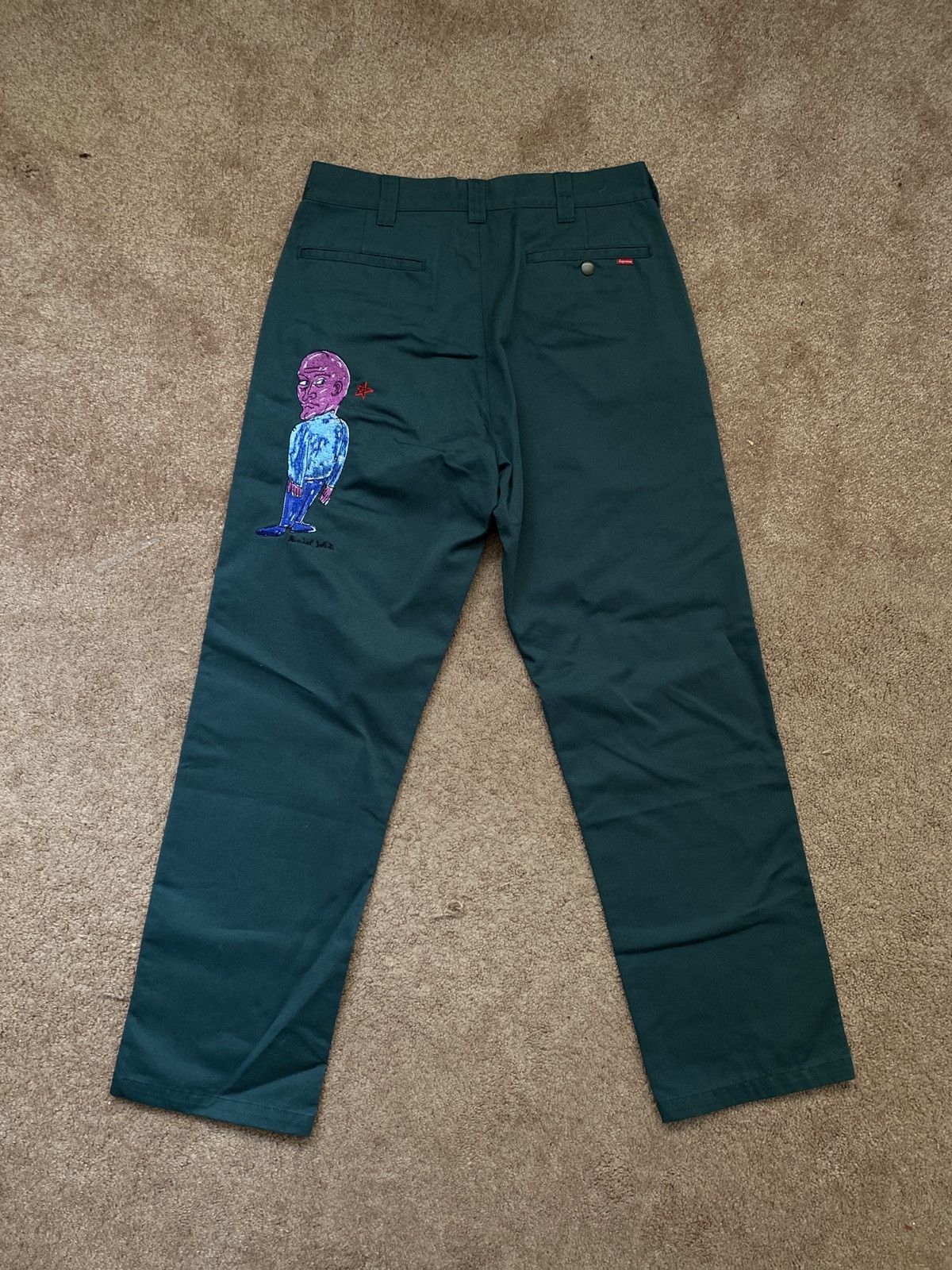 Supreme Daniel Johnston Embroidered Work Pants | Grailed