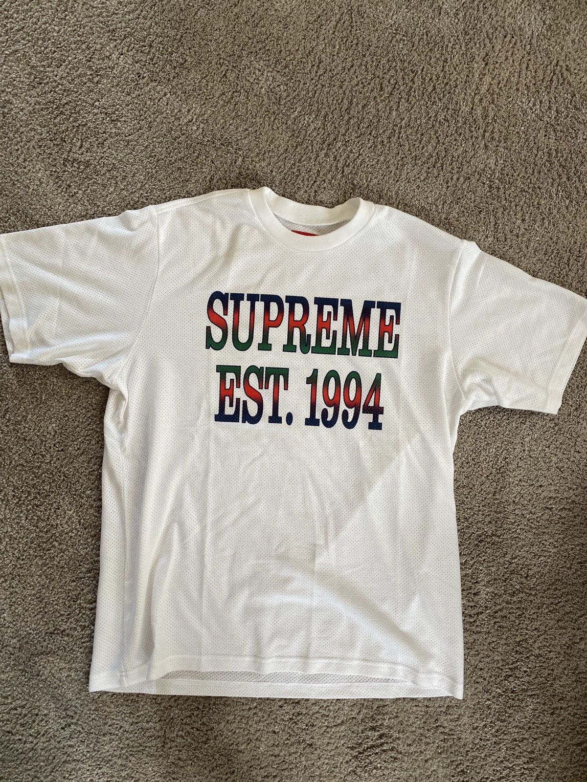 Supreme Cotton Mesh Gradient Logo Tee | Grailed