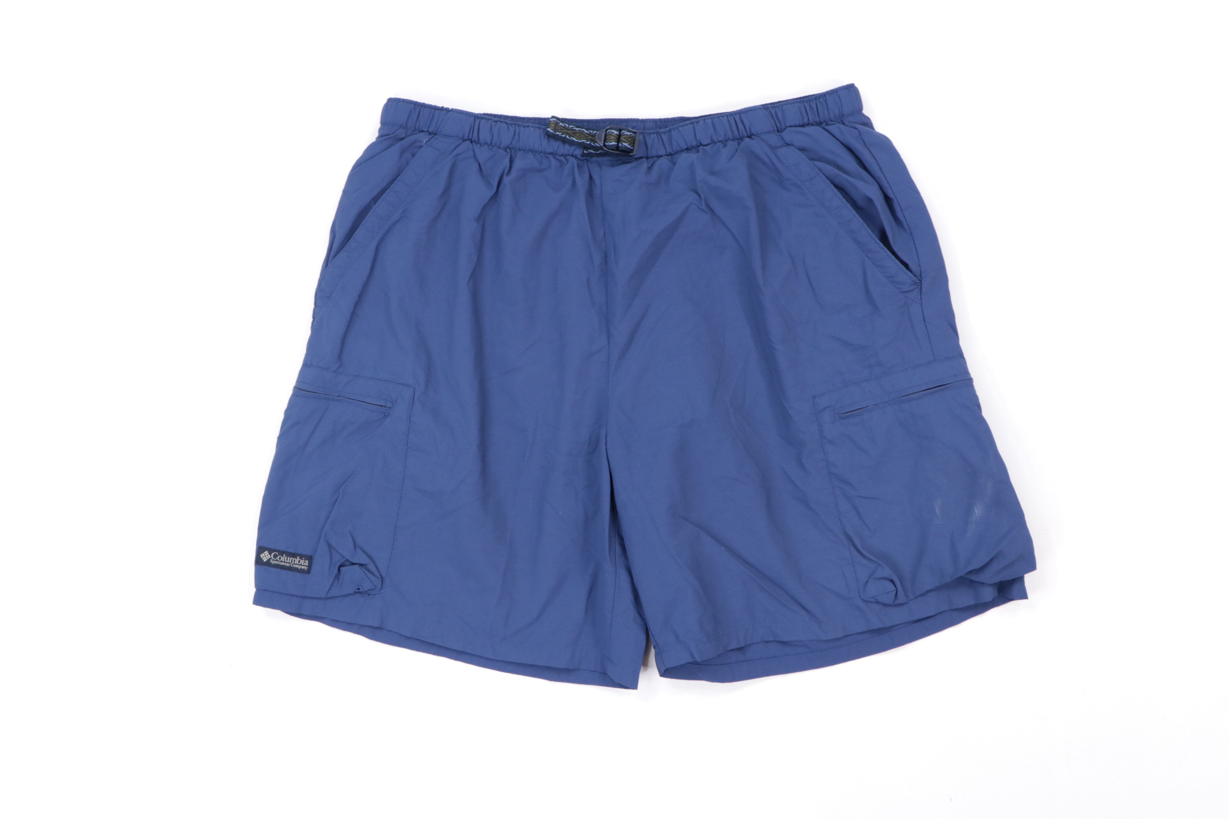 Columbia Vintage 90s Columbia XL Packable Belted Hiking Shorts Blue ...
