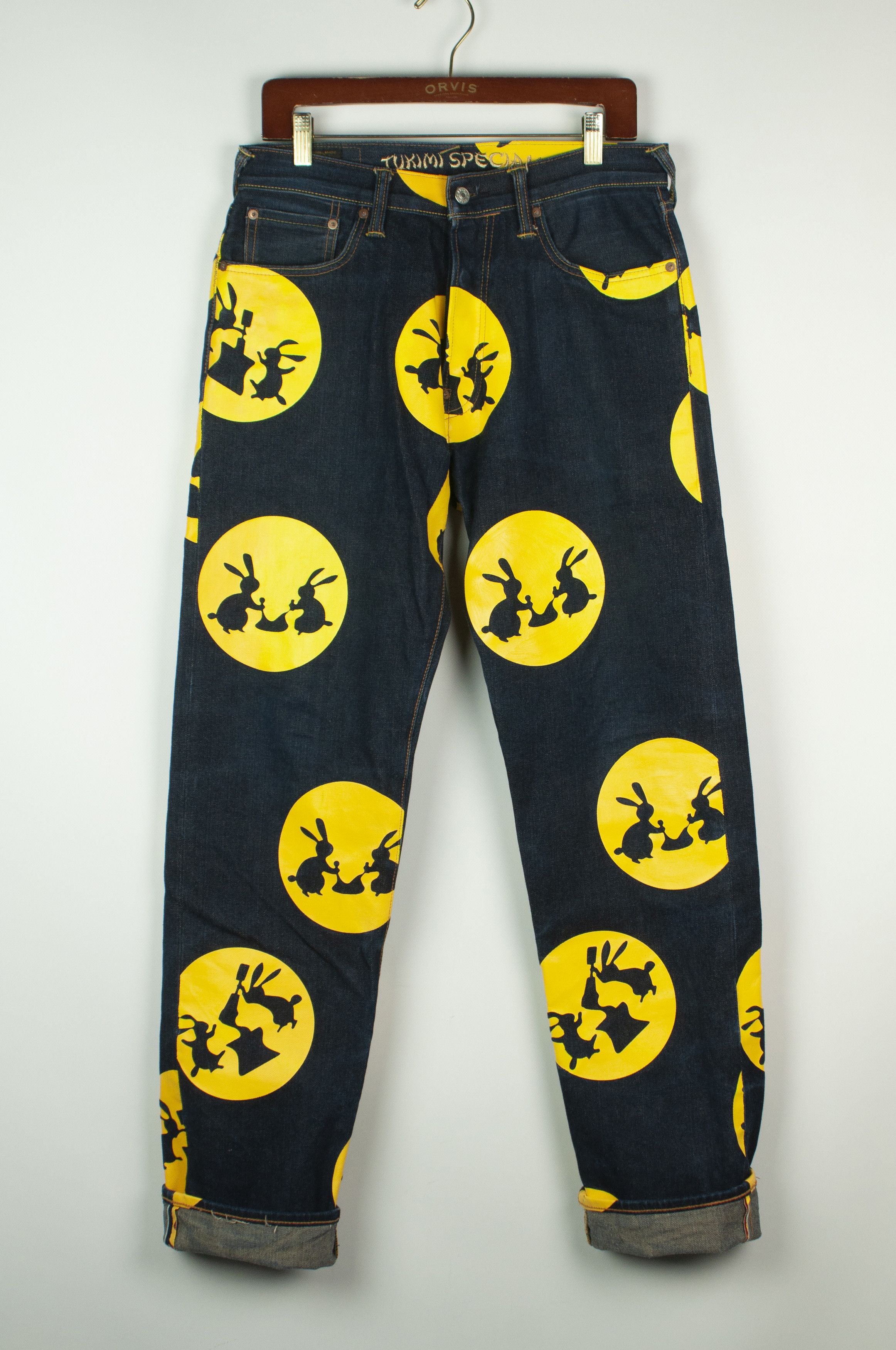 Evisu Evisu Lot.0001 Tukimi Special Rabbit Printed Selvedge Jeans | Grailed