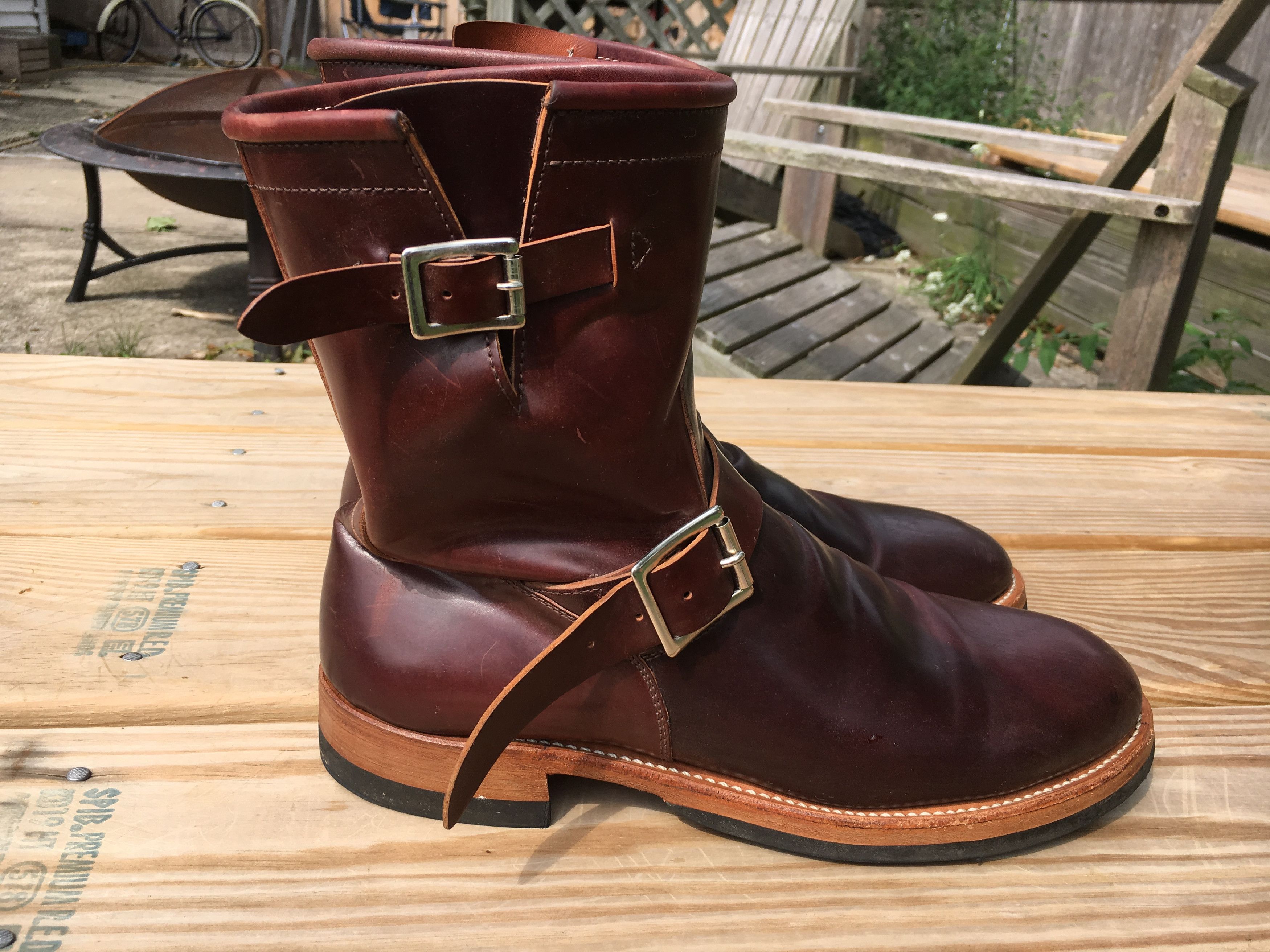 Needles Horween No. 8 Shell Cordovan Engineer Boots Size US 10 / EU 43 - 2 Preview