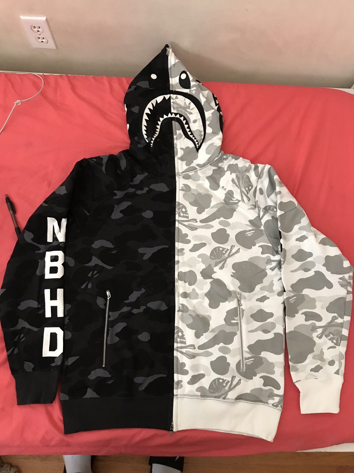 Bape BAPE x Neighborhood Split Camo Shark Hoodie | Grailed