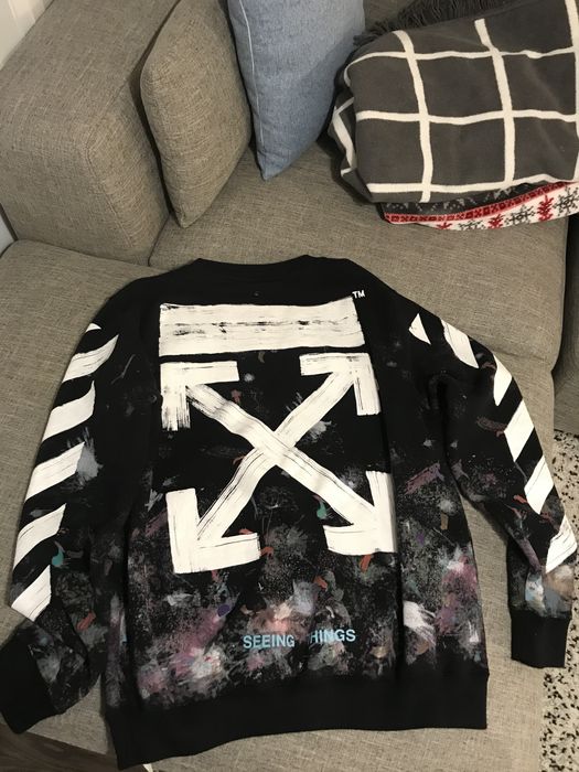 Off White Off White Diagonal Galaxy Brushed Crewneck Grailed