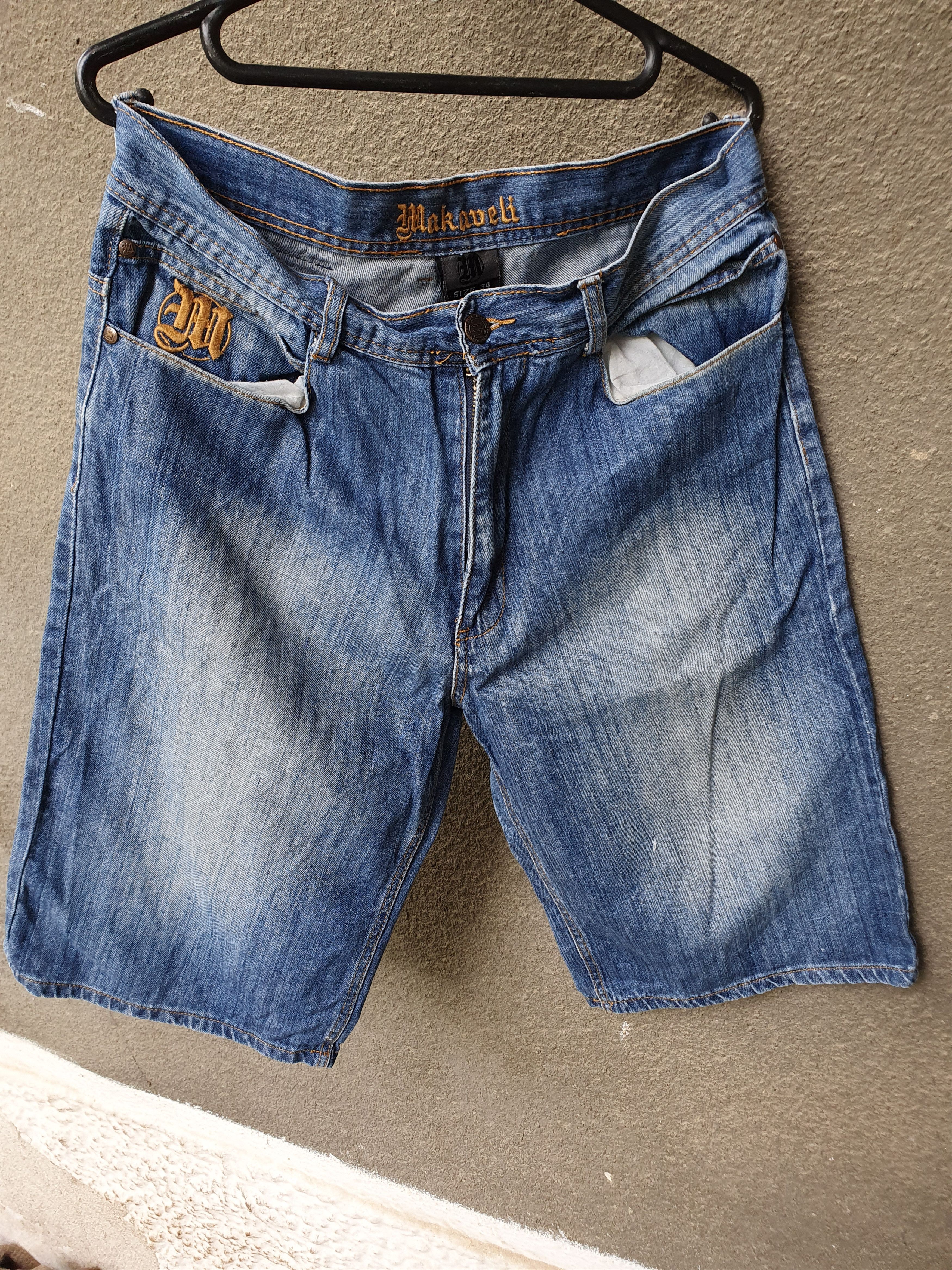 Makaveli × Vintage MAKAVELI BRANDED TUPAC Denim Shorts 90's Hip Hop.sz 34 Size US 34 / EU 50 - 1 Thumbnail