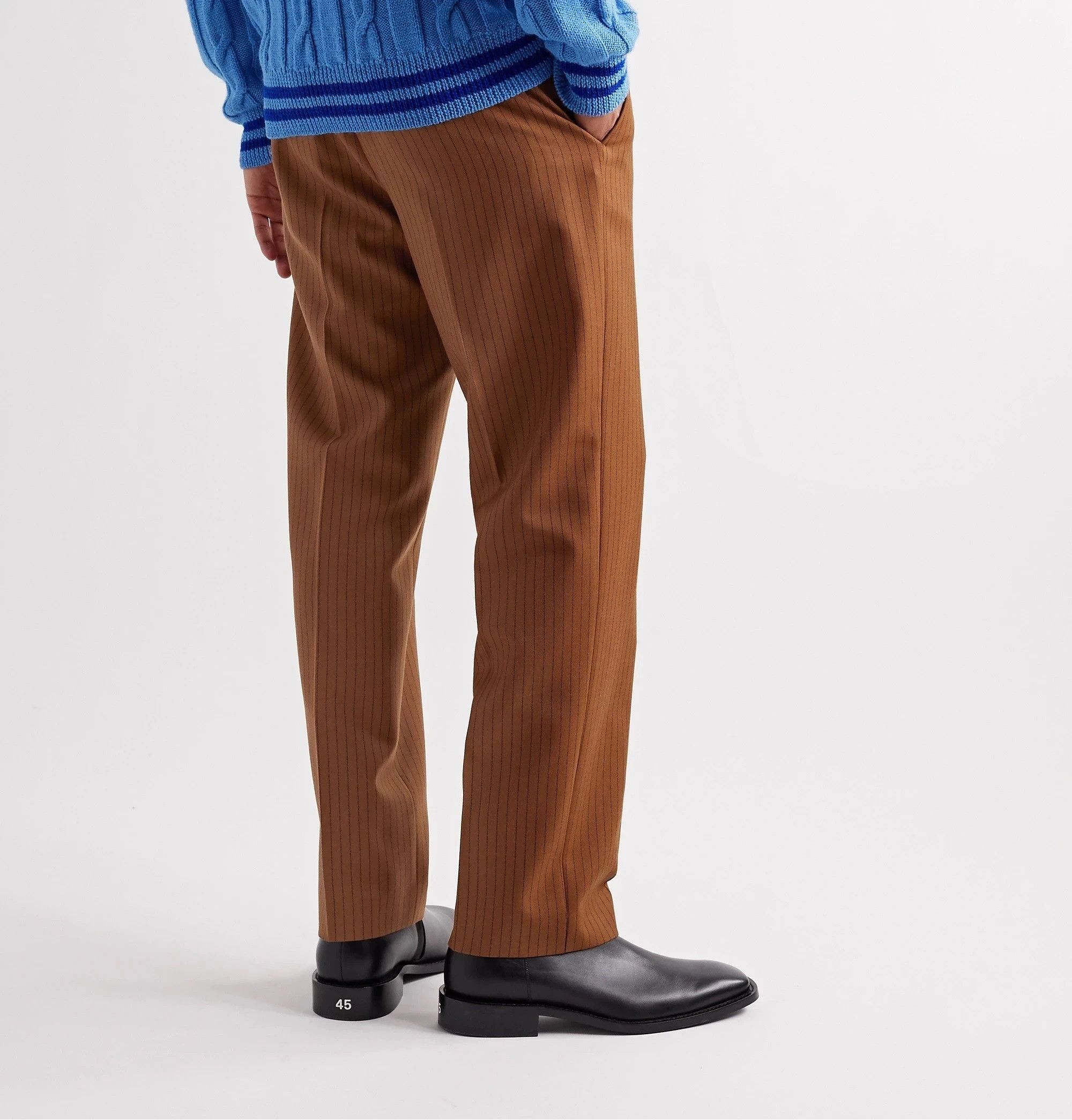 Dries Van Noten Pennel Trousers in Rust Pinstripe Wool Size US 32 / EU 48 - 3 Thumbnail