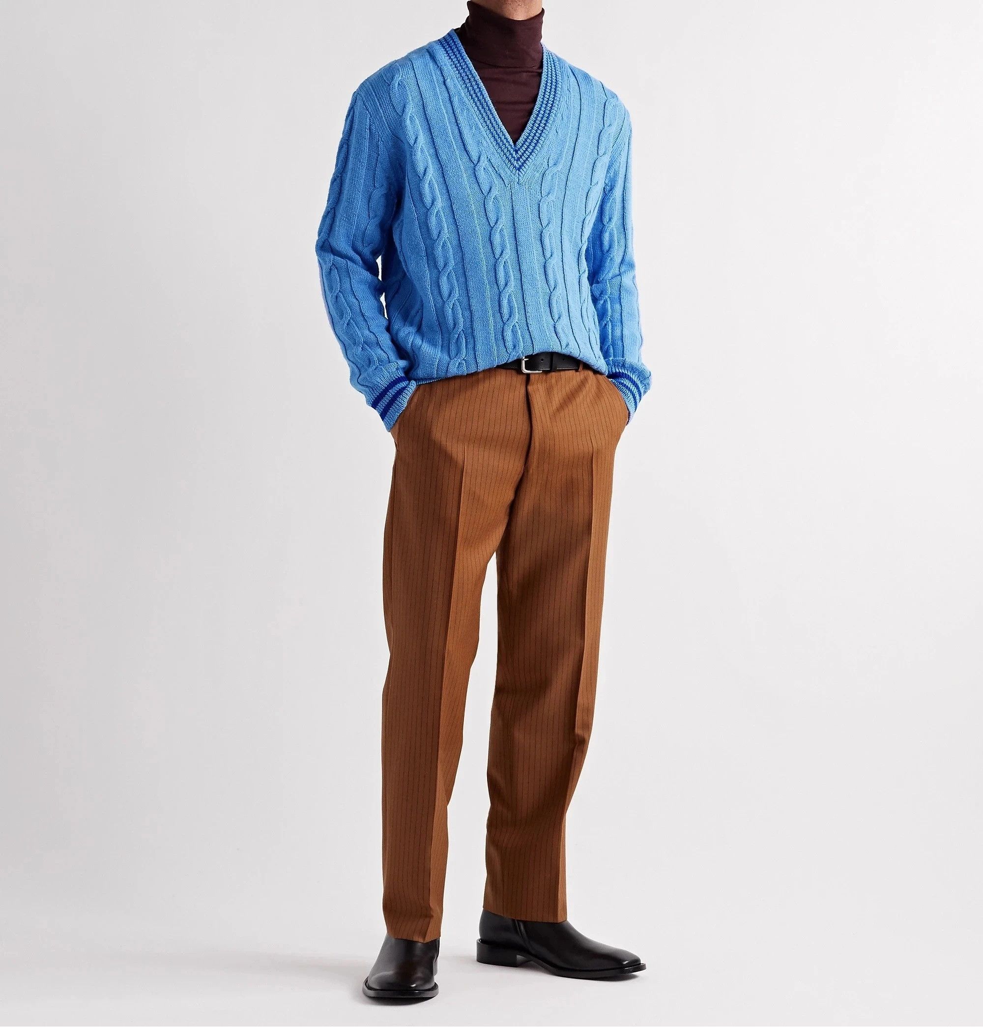 Dries Van Noten Pennel Trousers in Rust Pinstripe Wool Size US 32 / EU 48 - 2 Thumbnail