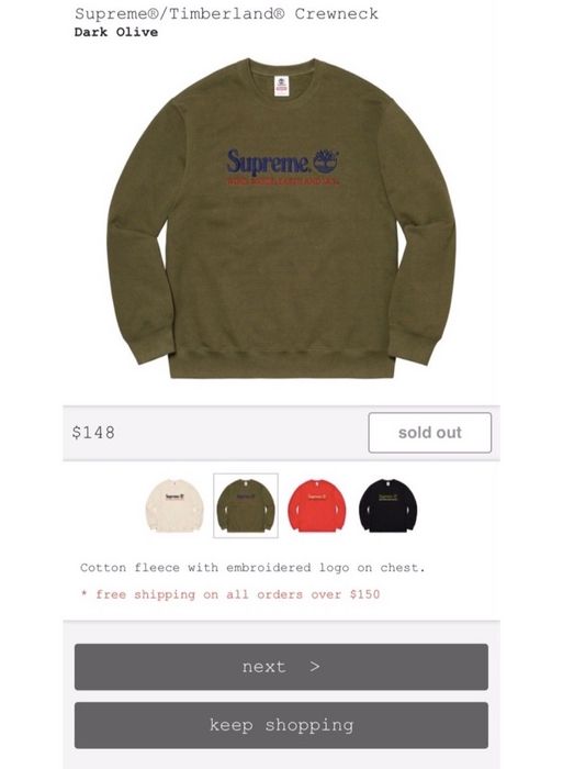 Supreme Supreme Timberland Crewneck Sweatshirt Dark Olive Green