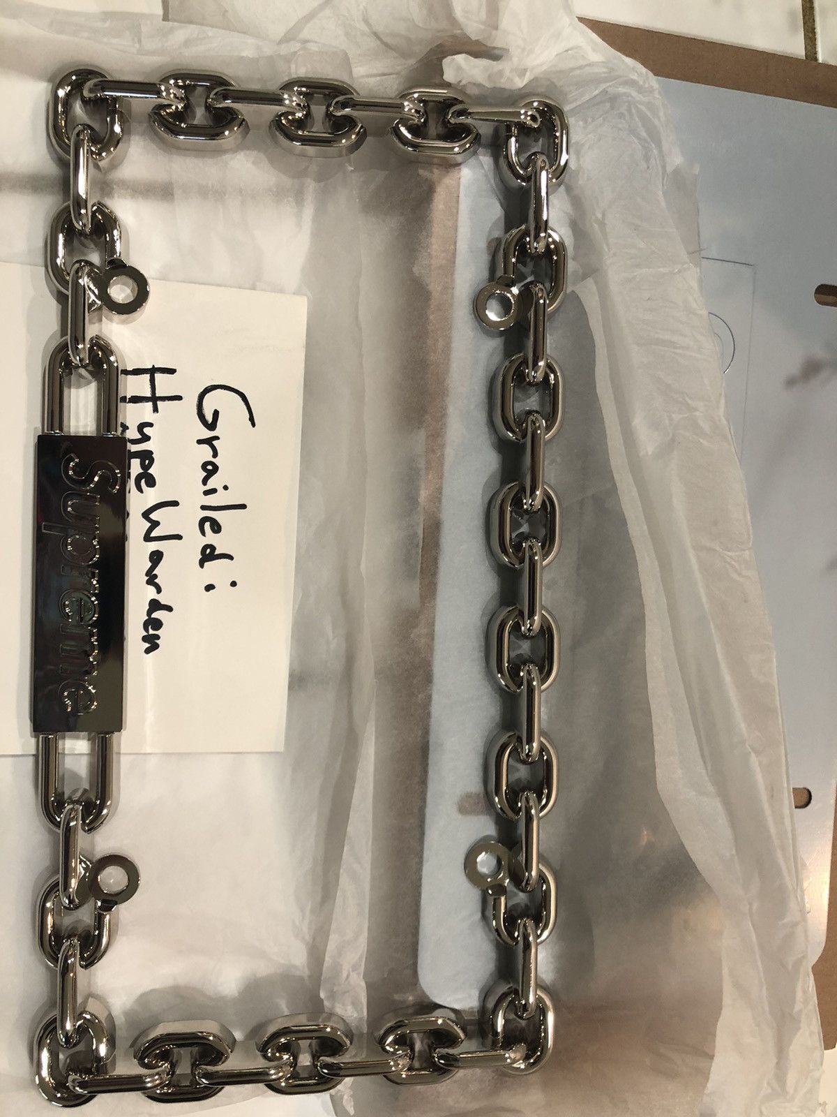 Supreme Silver Chain License Plate & Frame Grailed