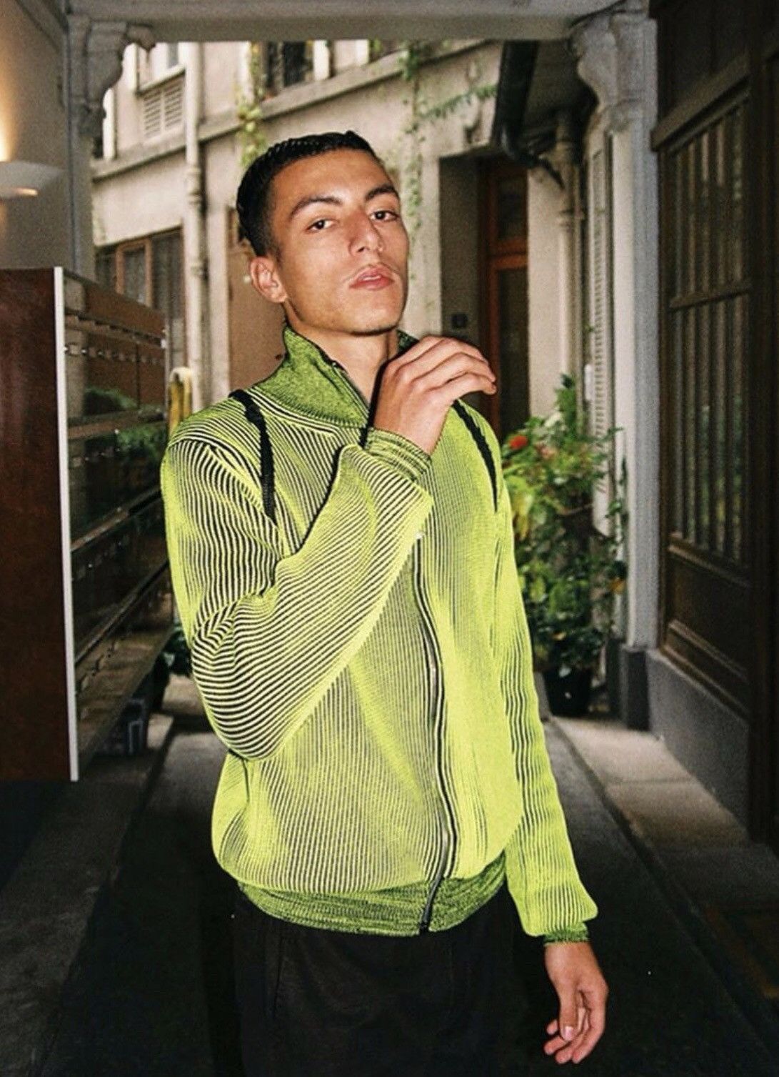 Maison Margiela Margiela Zip Embellished Knit Neon Green M
