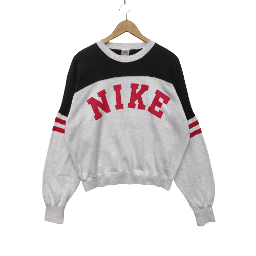Nike × Vintage Vintage 90s Nike Sweatshirt Medium Gray Black Dope Size US M / EU 48-50 / 2 - 1 Thumbnail
